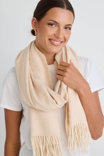 Simple Cream Winter Scarf - Image 2