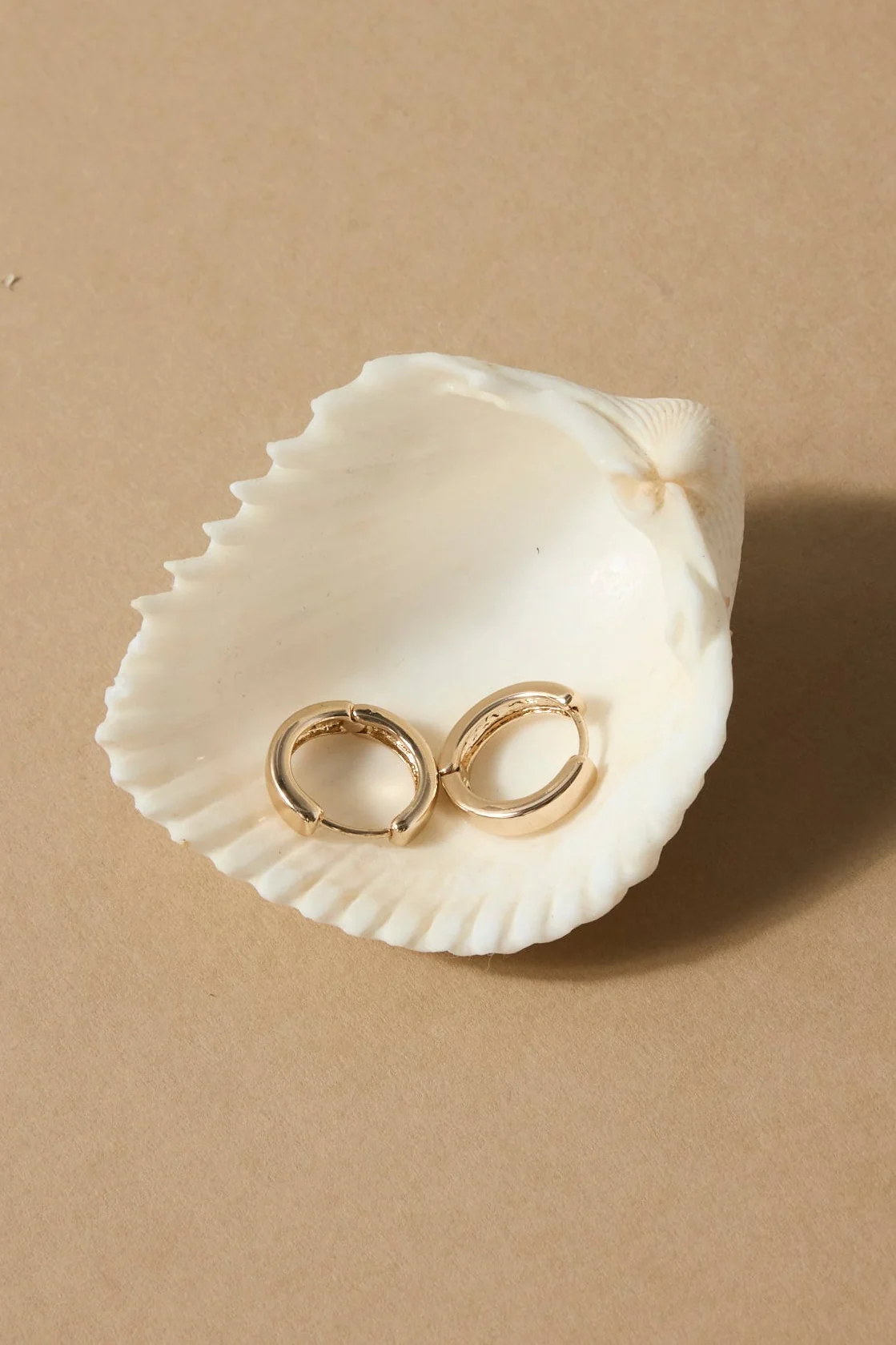 Simple Huggie Gold Earrings - Image 2