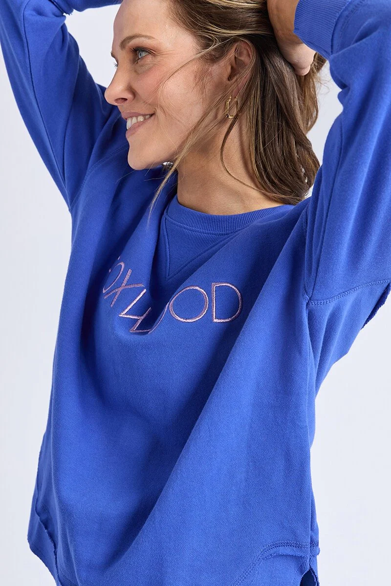 Simplified Metallic Blue Logo Crew - Image 4