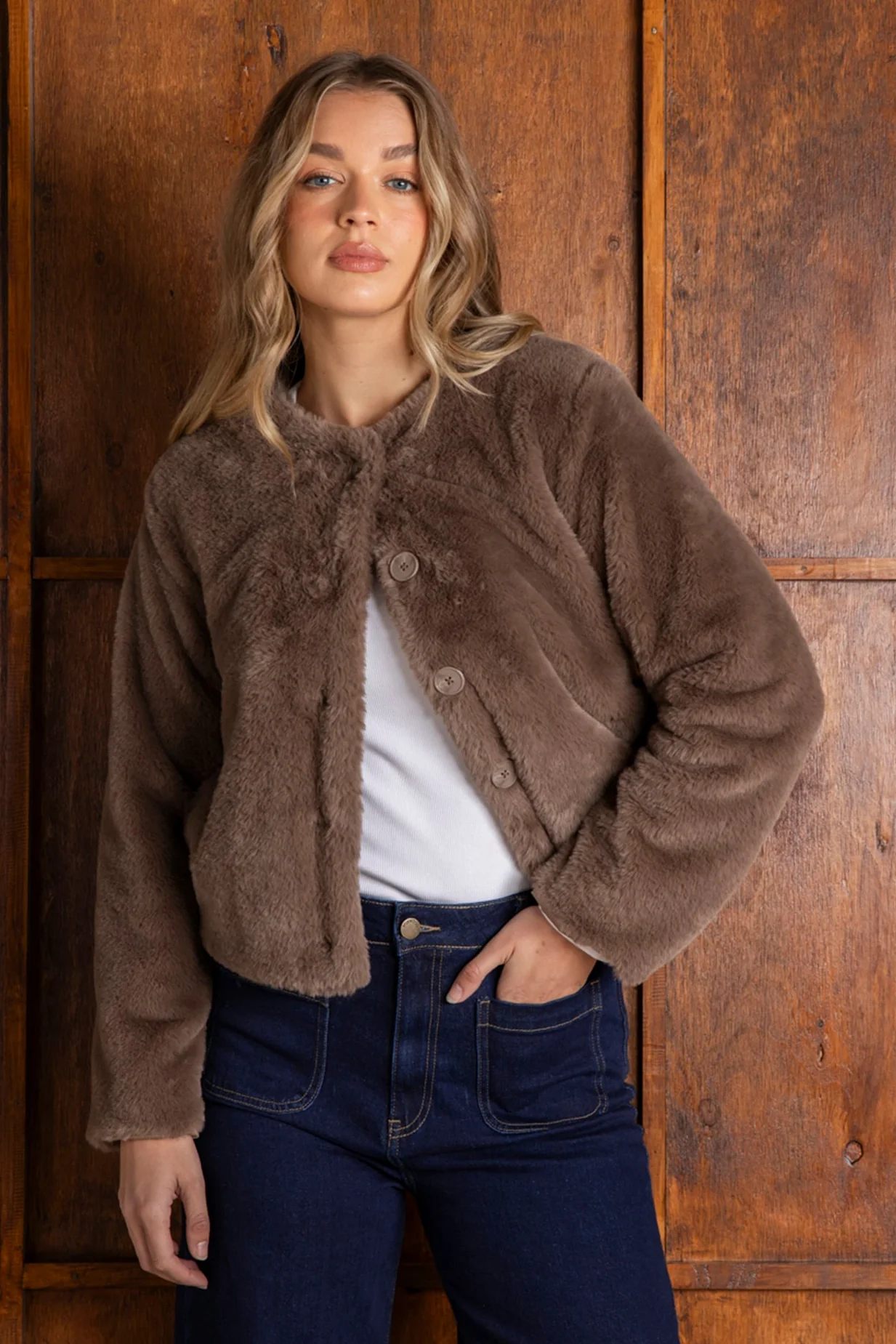 Sofia Mocha Fur Jacket