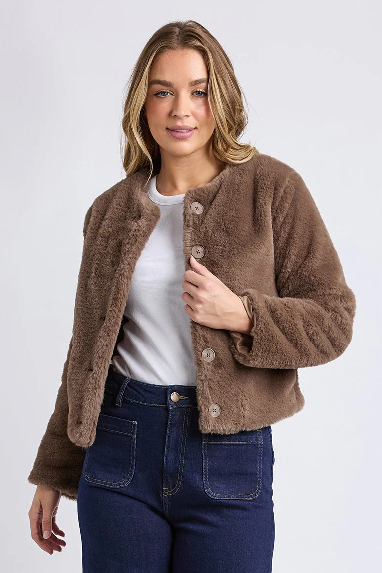 Sofia Mocha Fur Jacket - Image 3