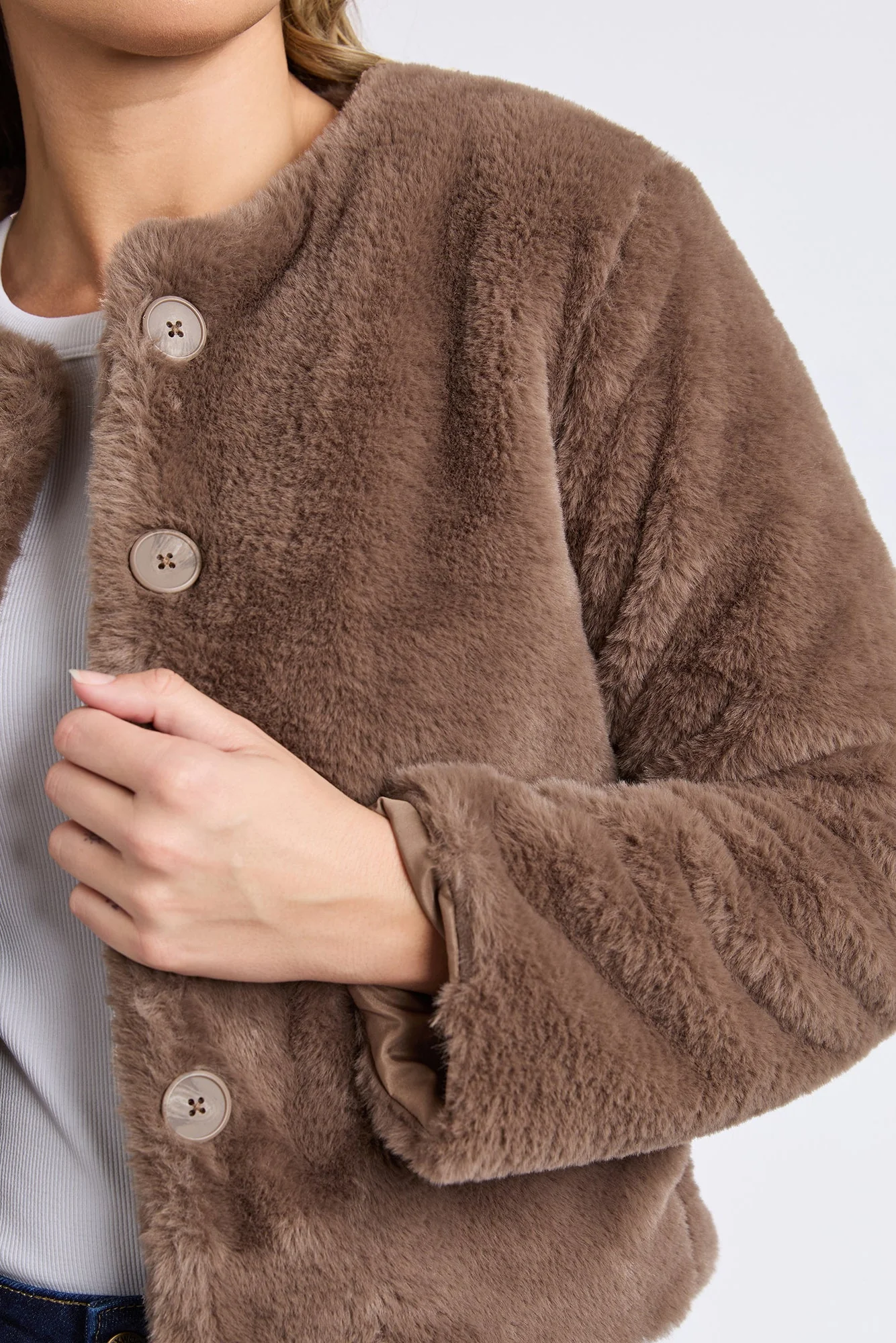 Sofia Mocha Fur Jacket - Image 5