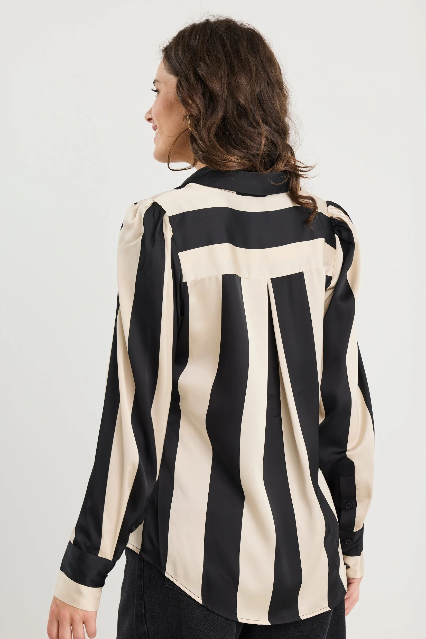 Solidify Black Sand Stripe LS Blouse - Image 4