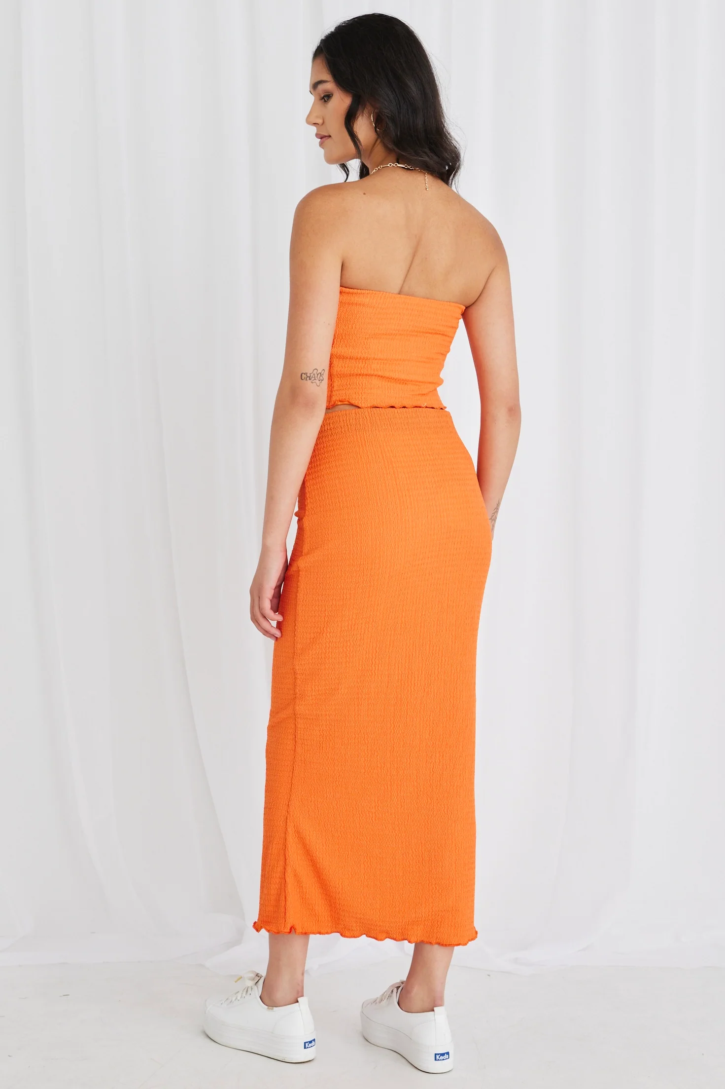 Solo Orange Zigzag Knit Tube Top - Image 4