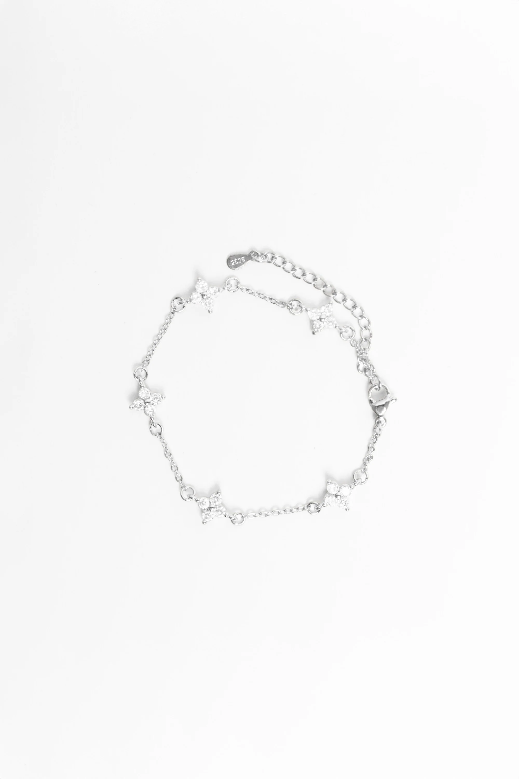 Sparkle Star Charm Sterling Silver Plate Plate Bracelet