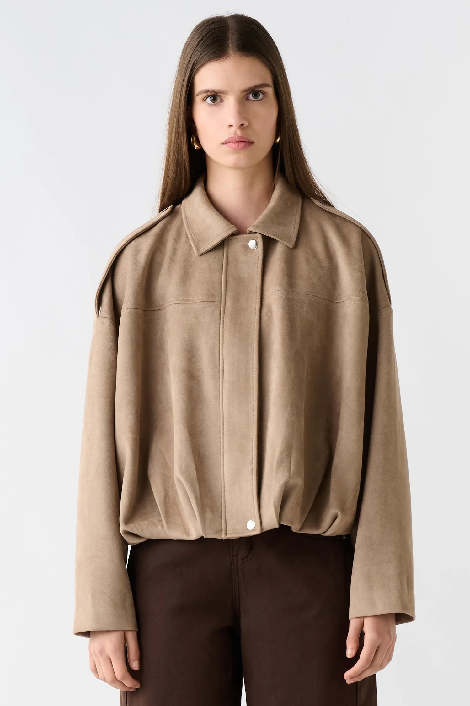Stable Mushroom Lux Vegan Suede Bomber Jacket