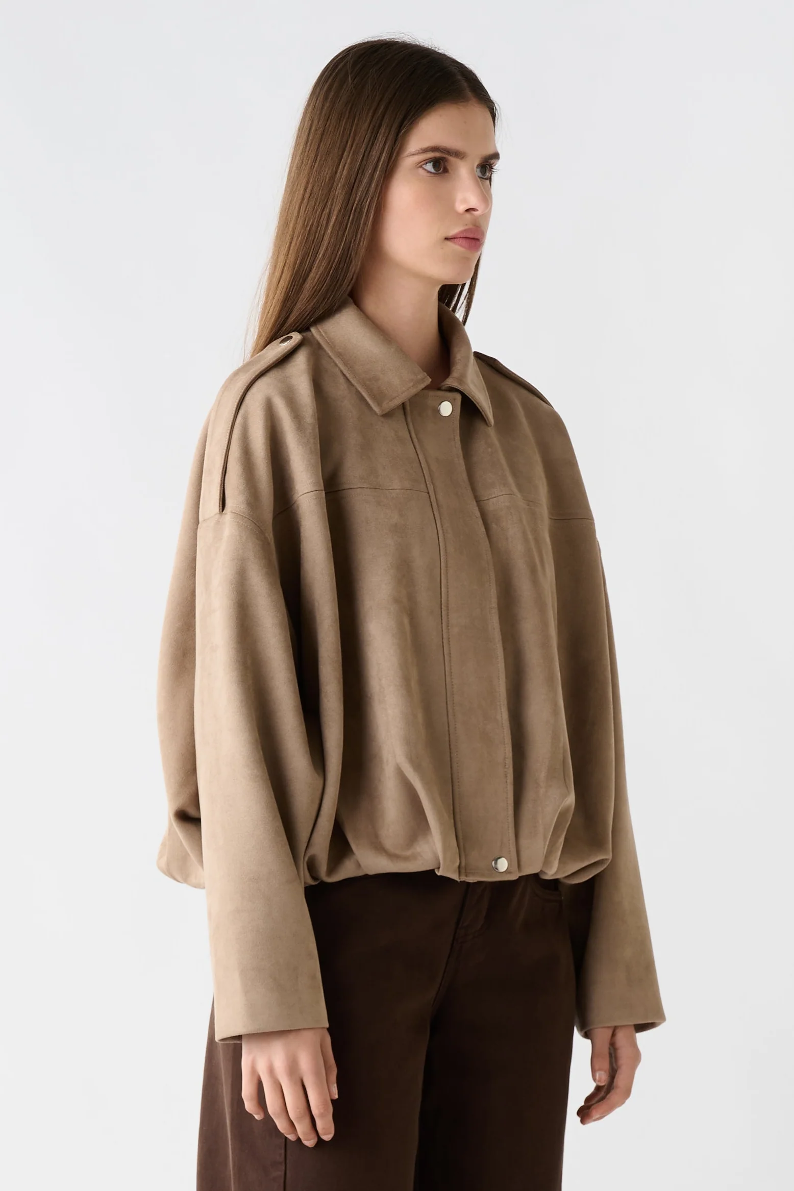 Stable Mushroom Lux Vegan Suede Bomber Jacket - Image 3