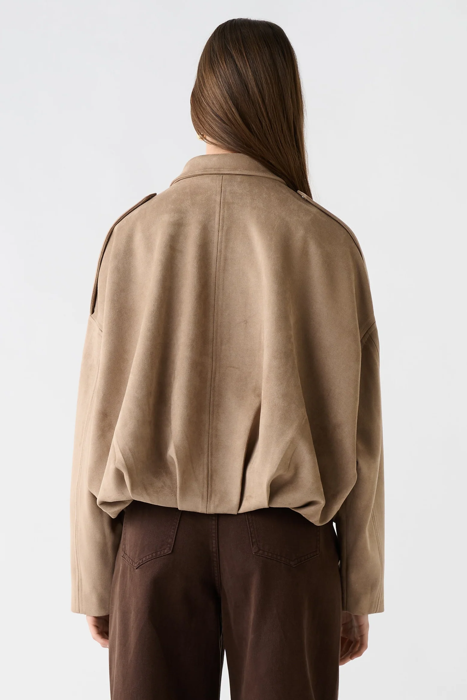 Stable Mushroom Lux Vegan Suede Bomber Jacket - Image 4
