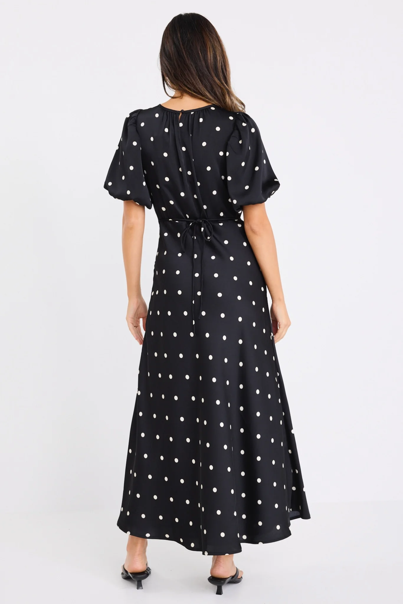 Stage Black Polka Dot Puff Sleeve Floaty Maxi Dress - Image 8