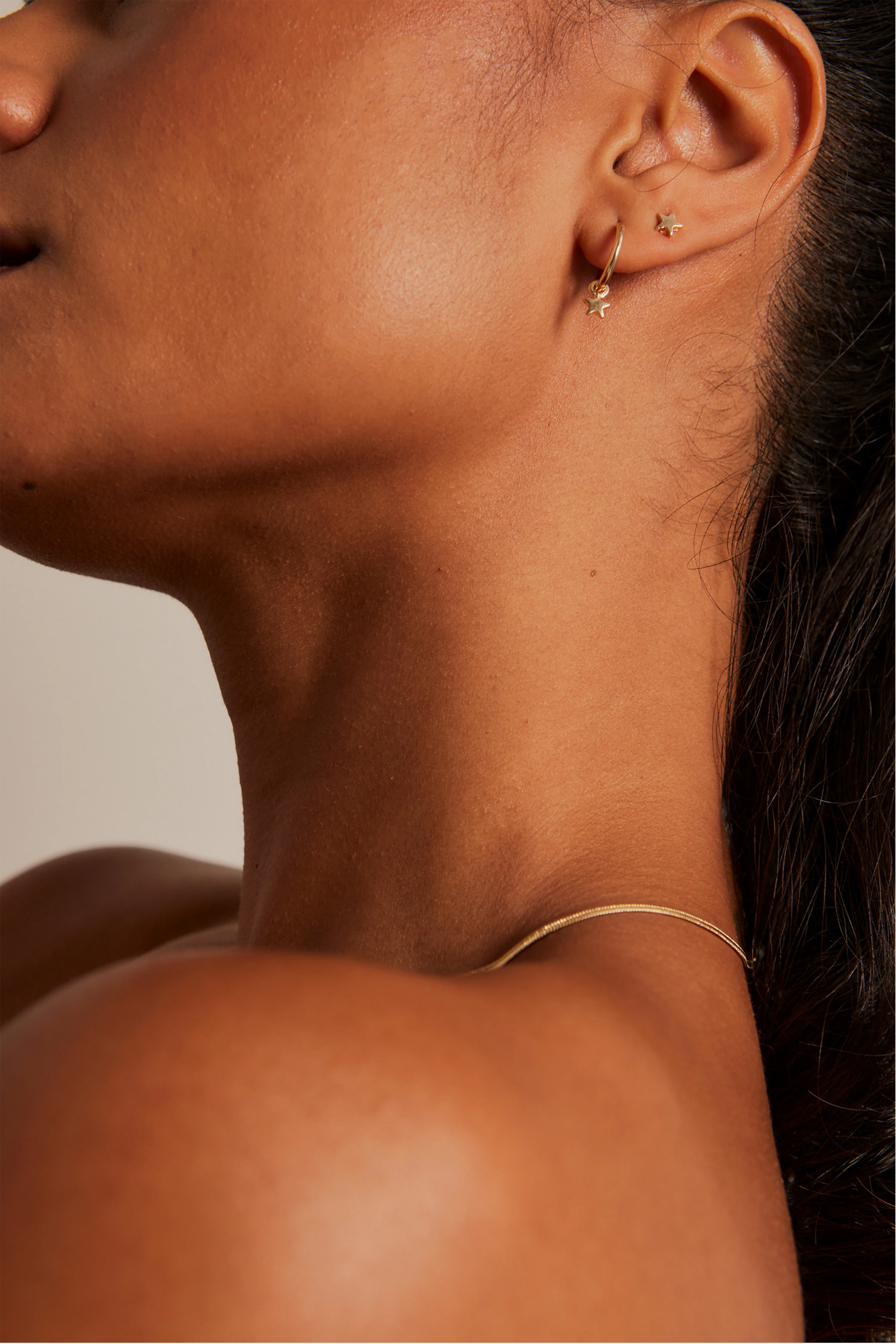 Star Sleeper Stud Set Gold Earrings - Image 3