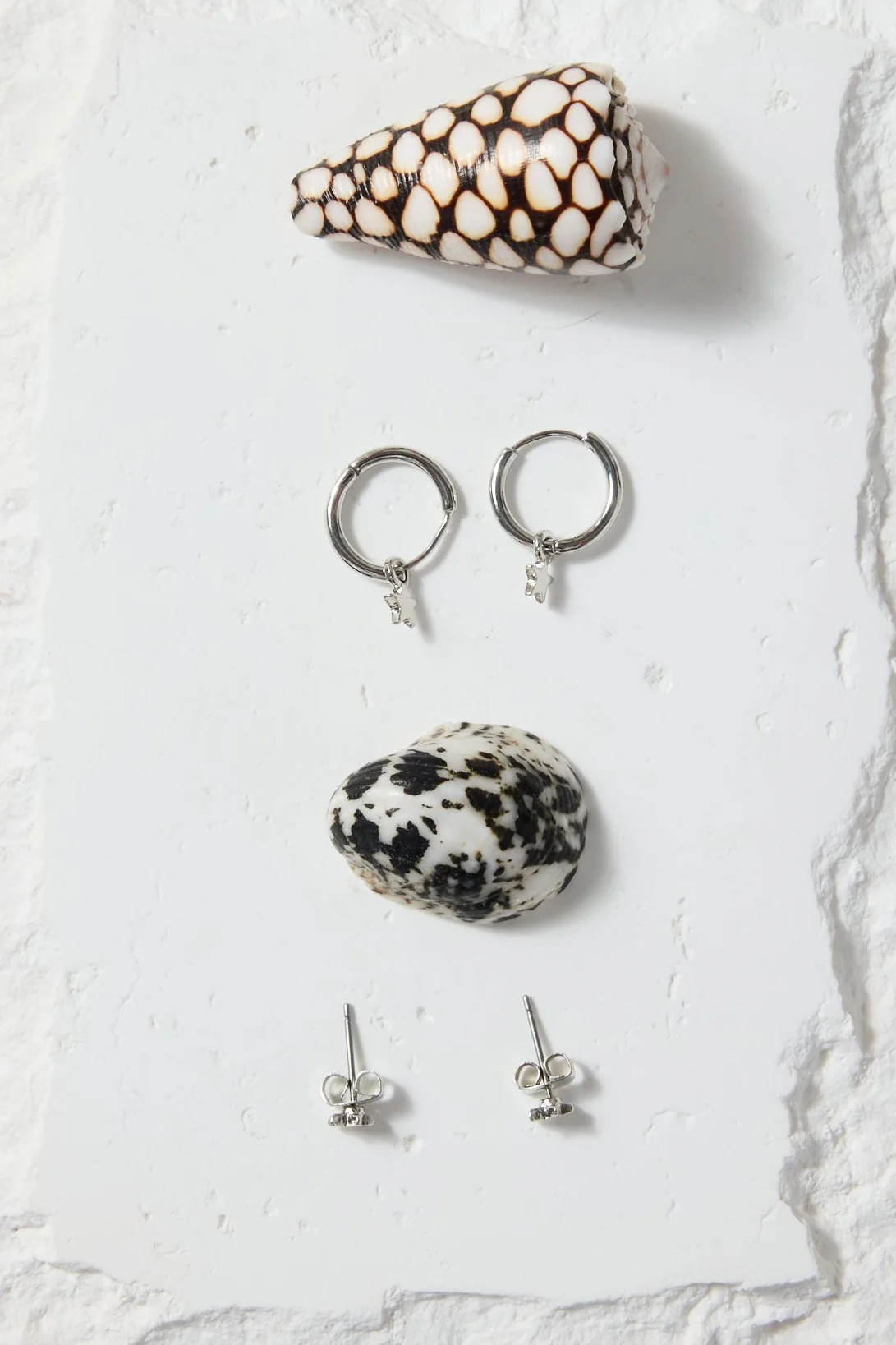 Star Sleeper Stud Set Rhodium Earrings - Image 2
