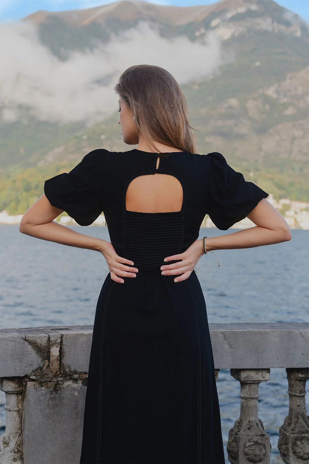 State Black Linen Blend SS Midi Dress - Image 2