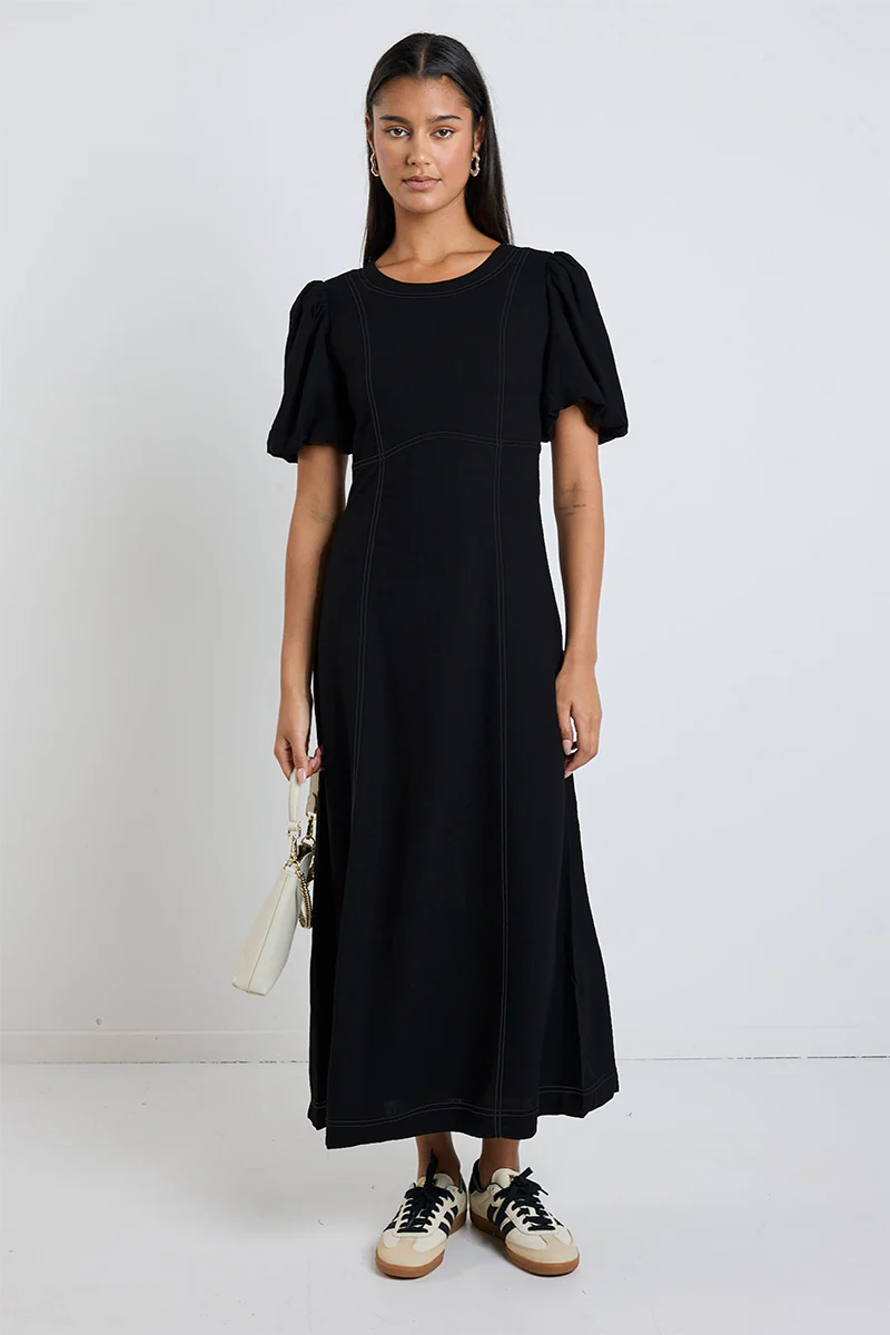 State Black Linen Blend SS Midi Dress - Image 5