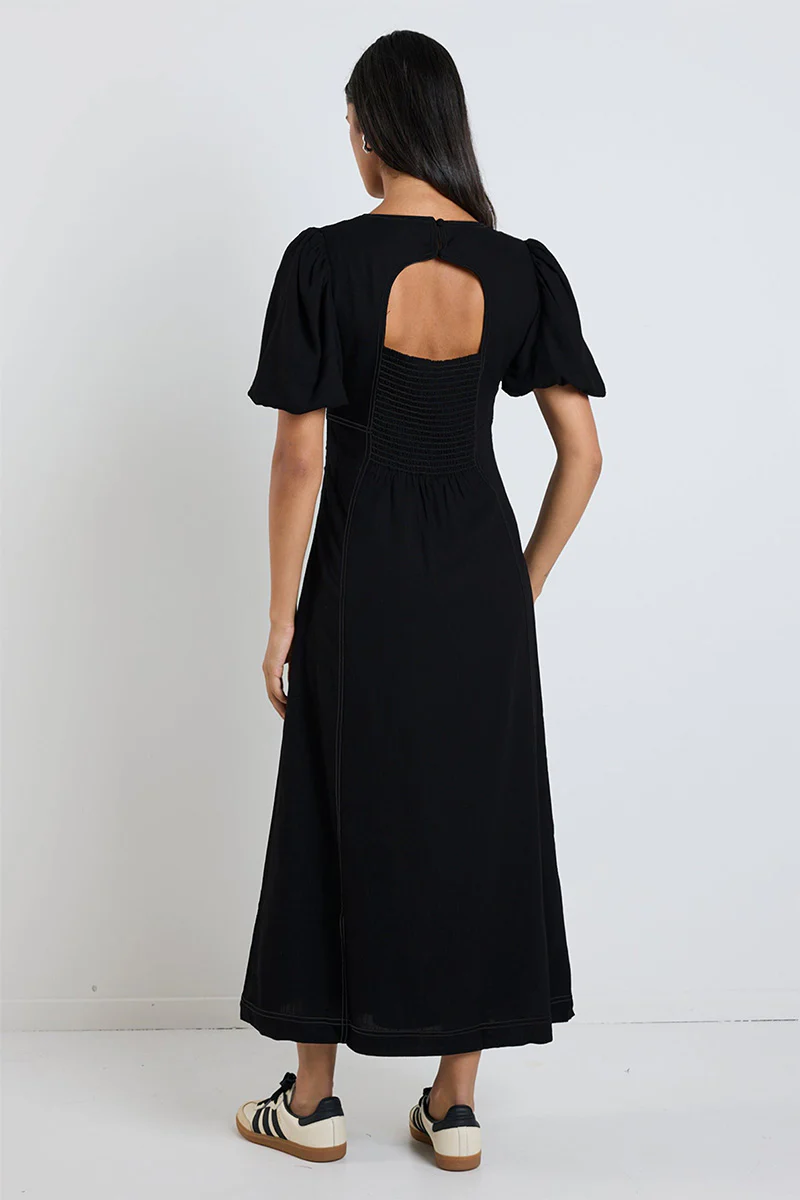 State Black Linen Blend SS Midi Dress - Image 6