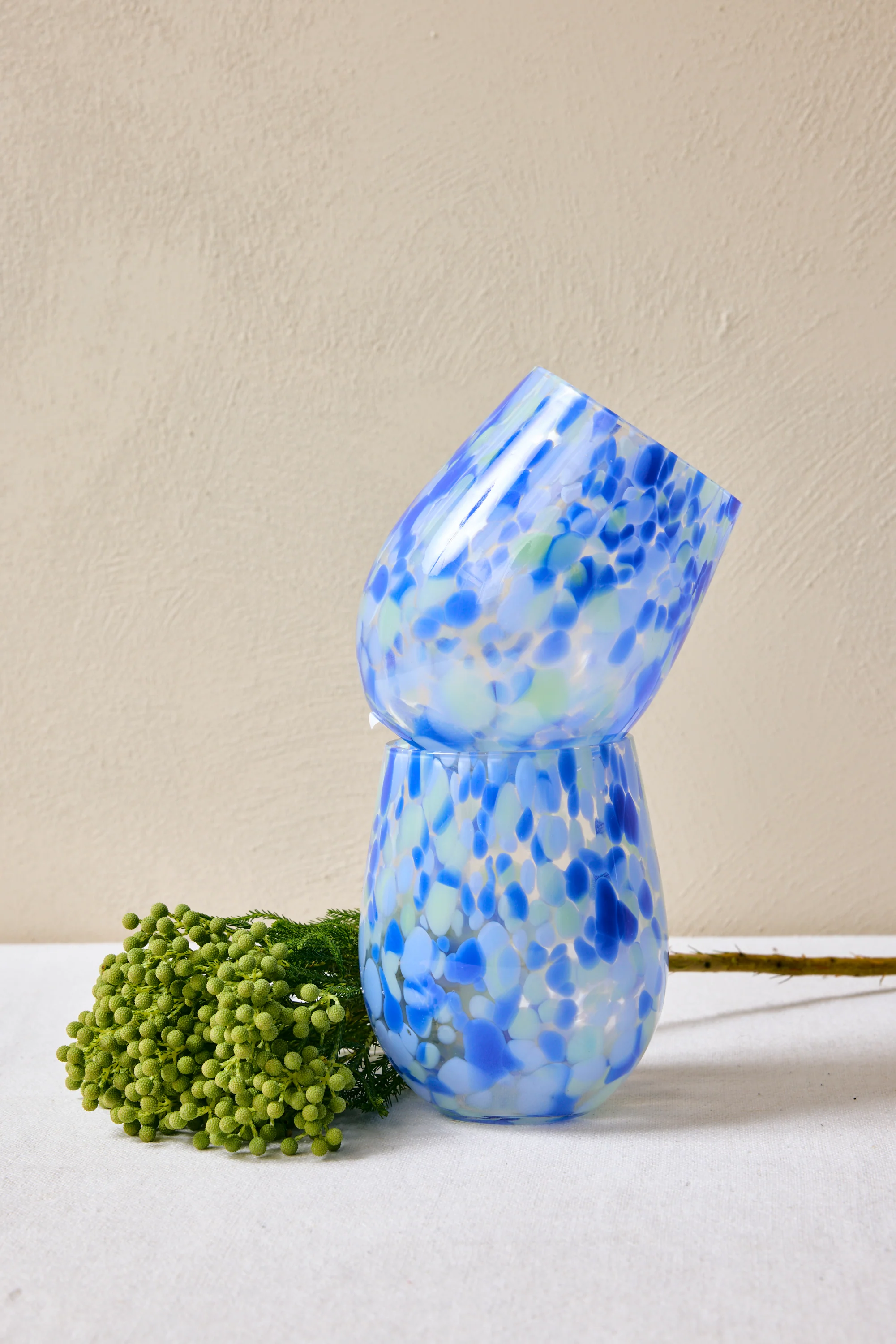 Stemless Blue Green Splatter Wine Glass - Image 2