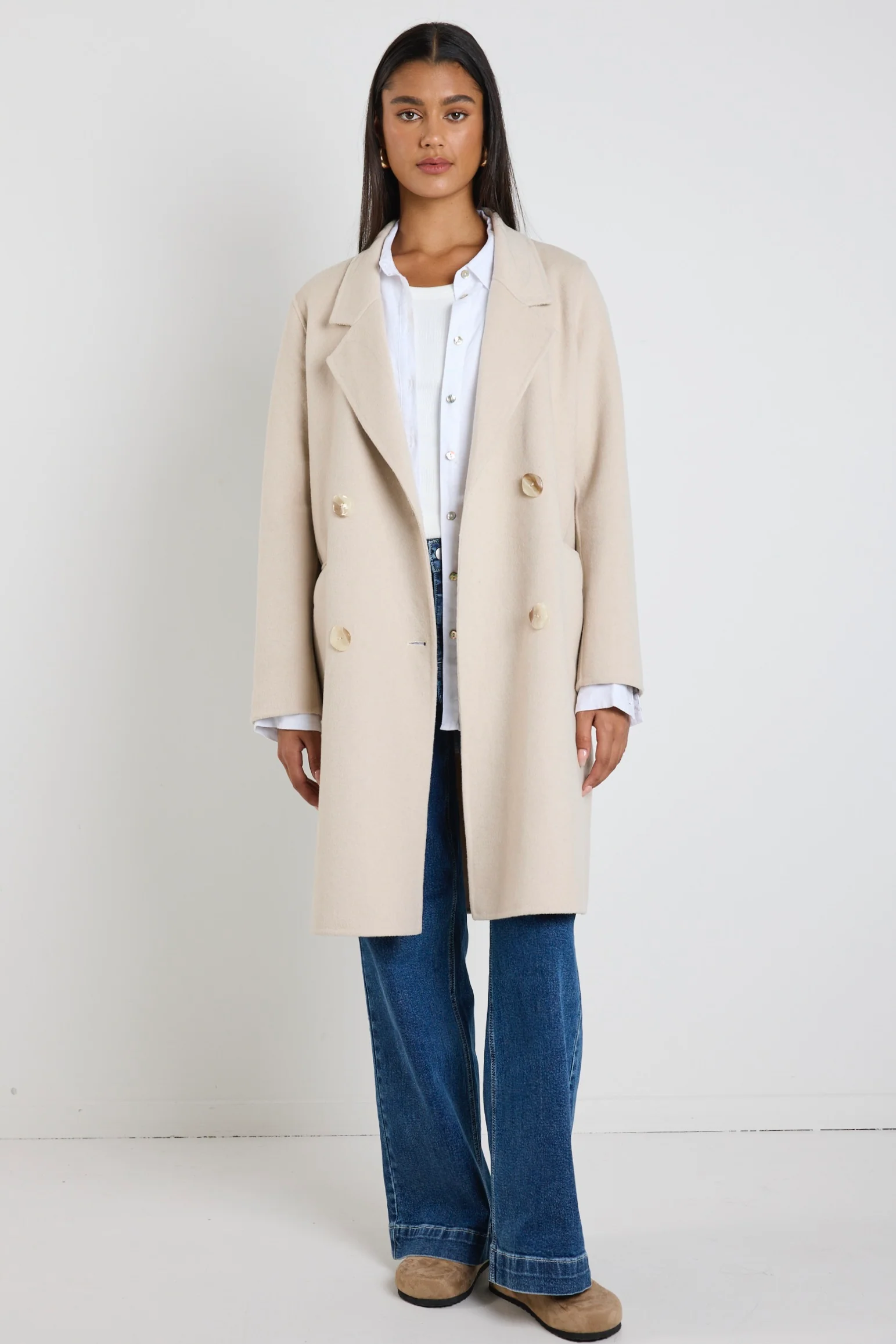 Stockholm Pumice Wool Blend Double Breasted Coat - Image 4