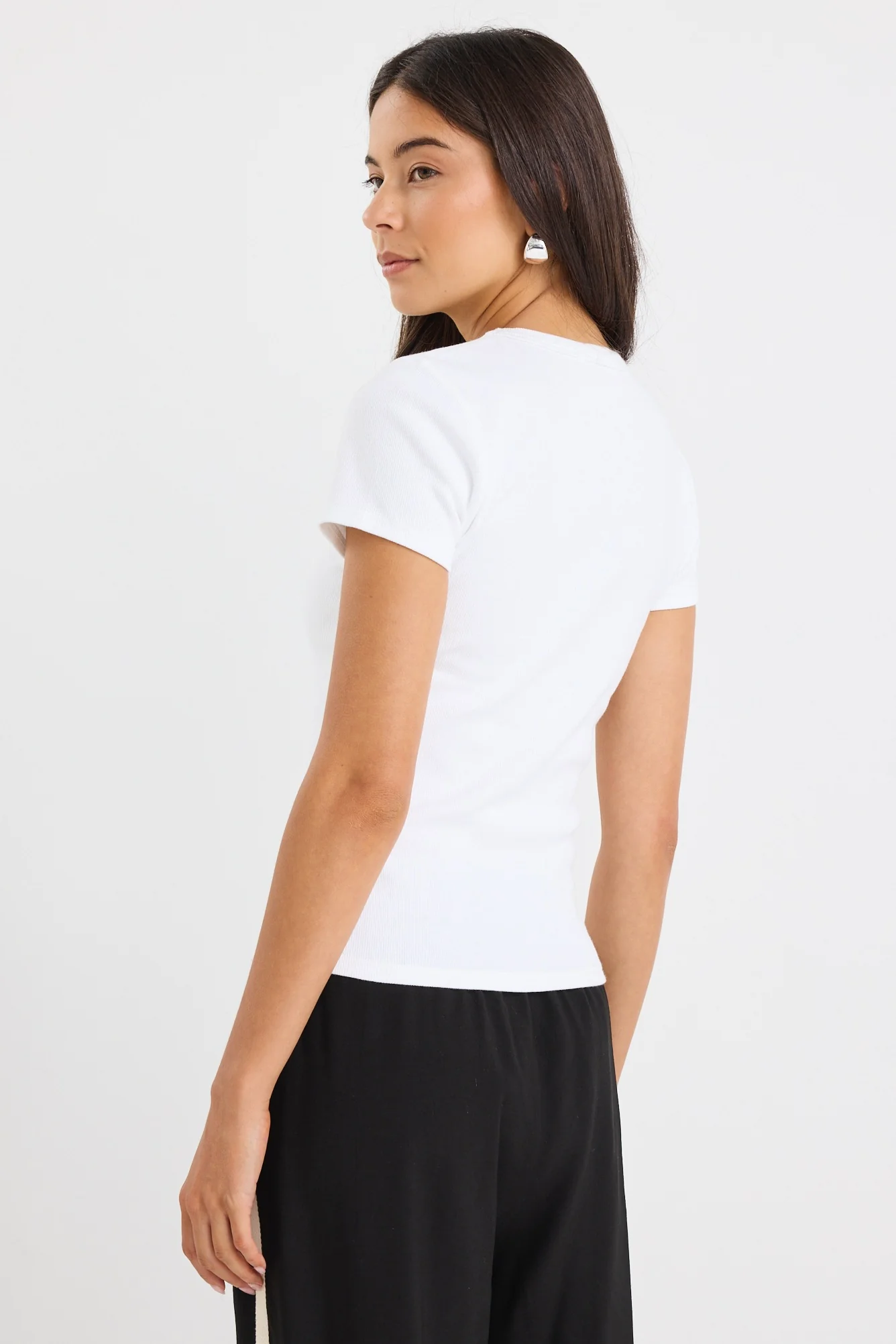Study Ivory Rib Longer Baby Tee - Image 4