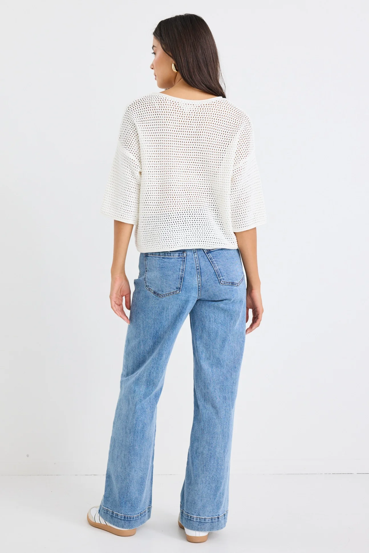 Sunrise Ivory SS Crochet Knit Top - Image 4