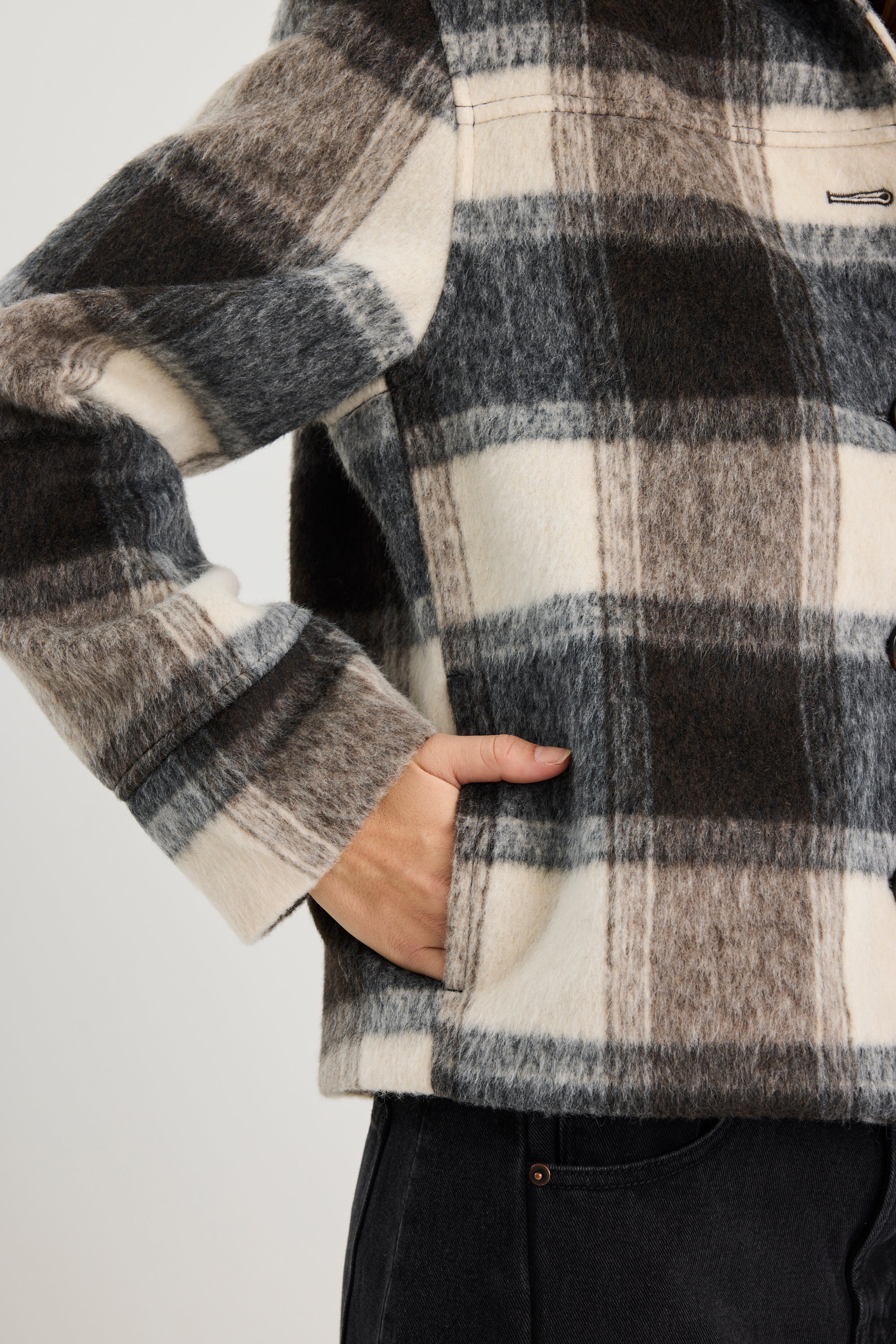 Sweeping Grey Check Soft Jacket - Image 7
