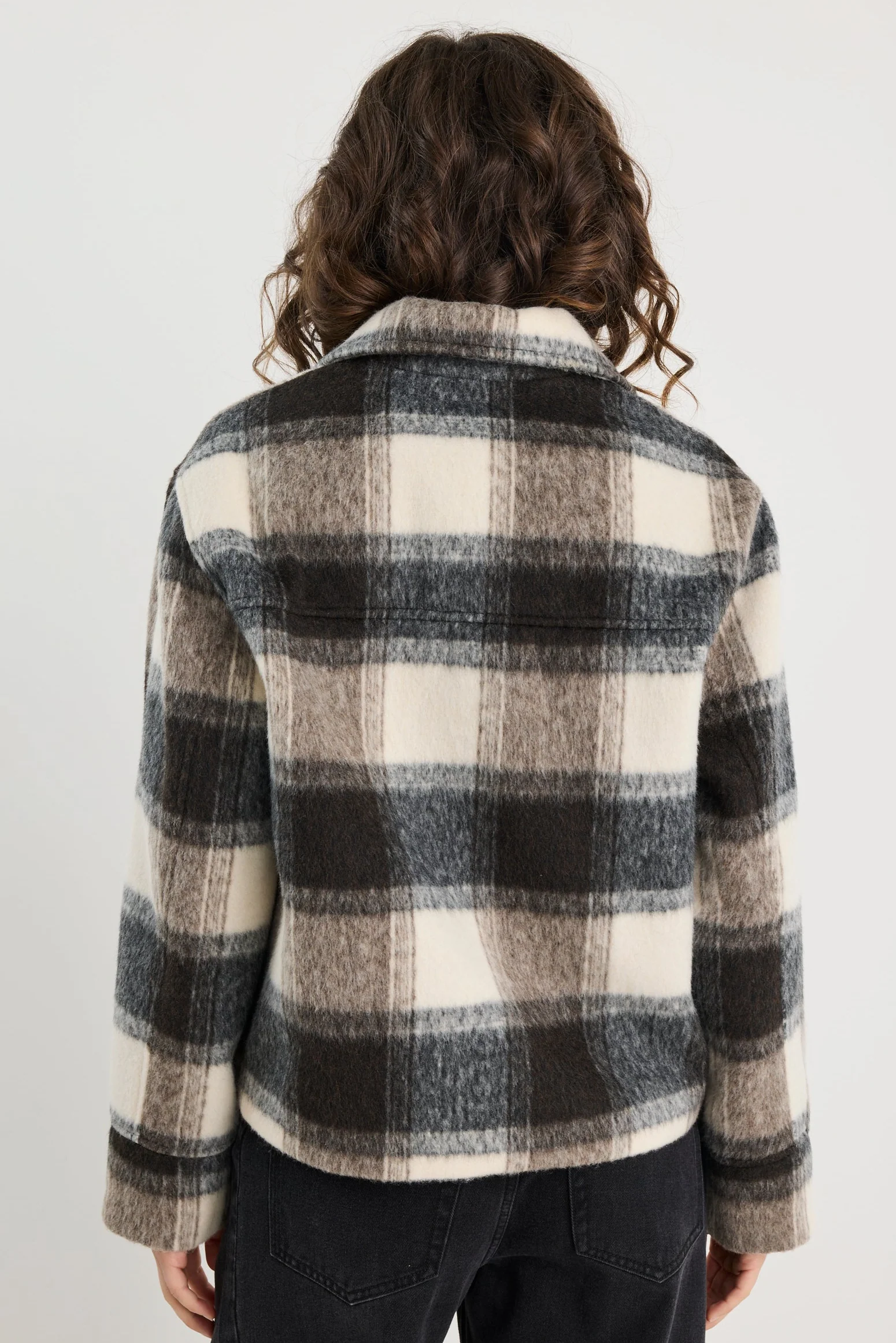 Sweeping Grey Check Soft Jacket - Image 8