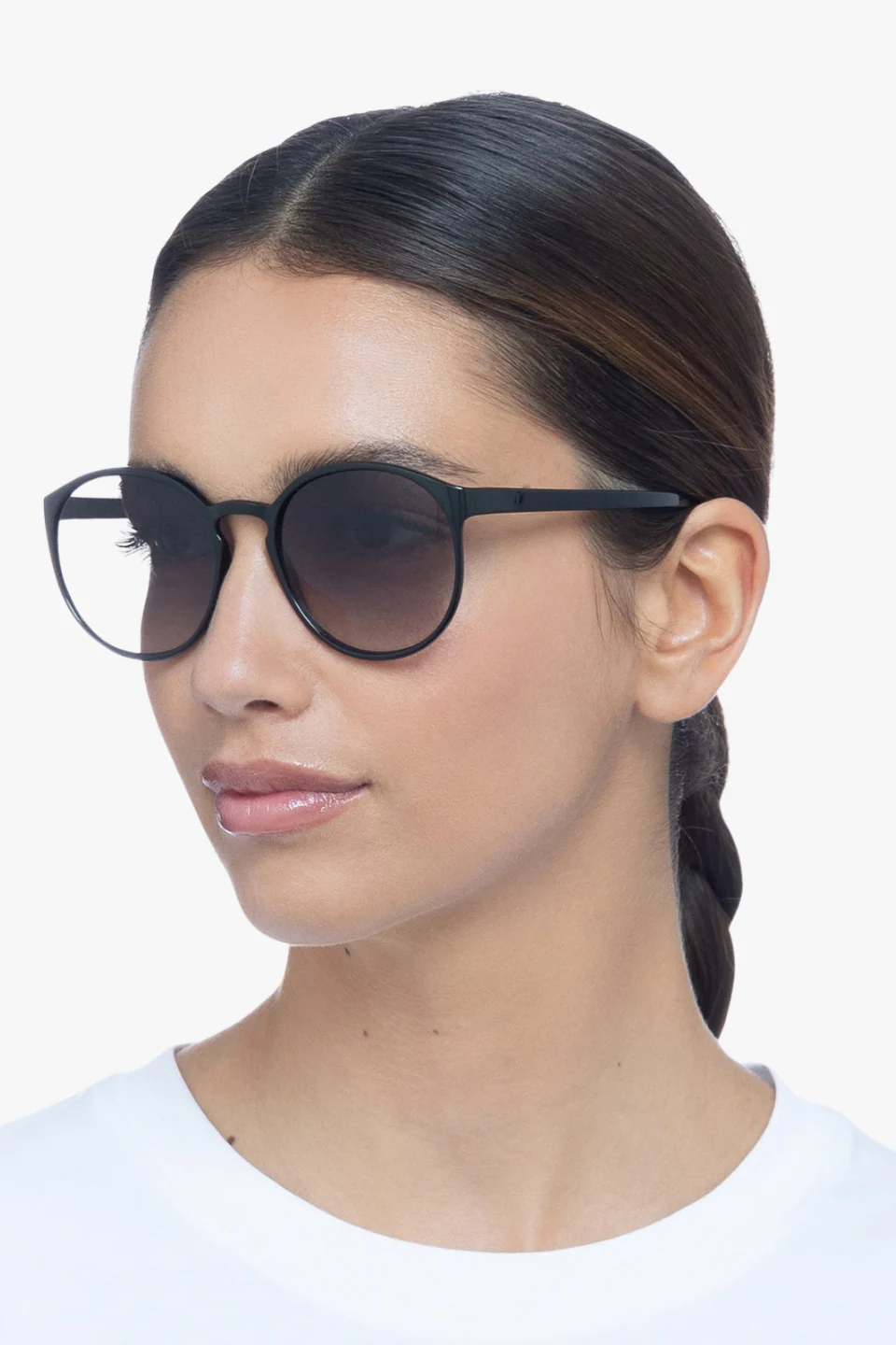 Swizzle Thin Round Matte Black Smoke Gradient Lens Sunglasses - Image 4