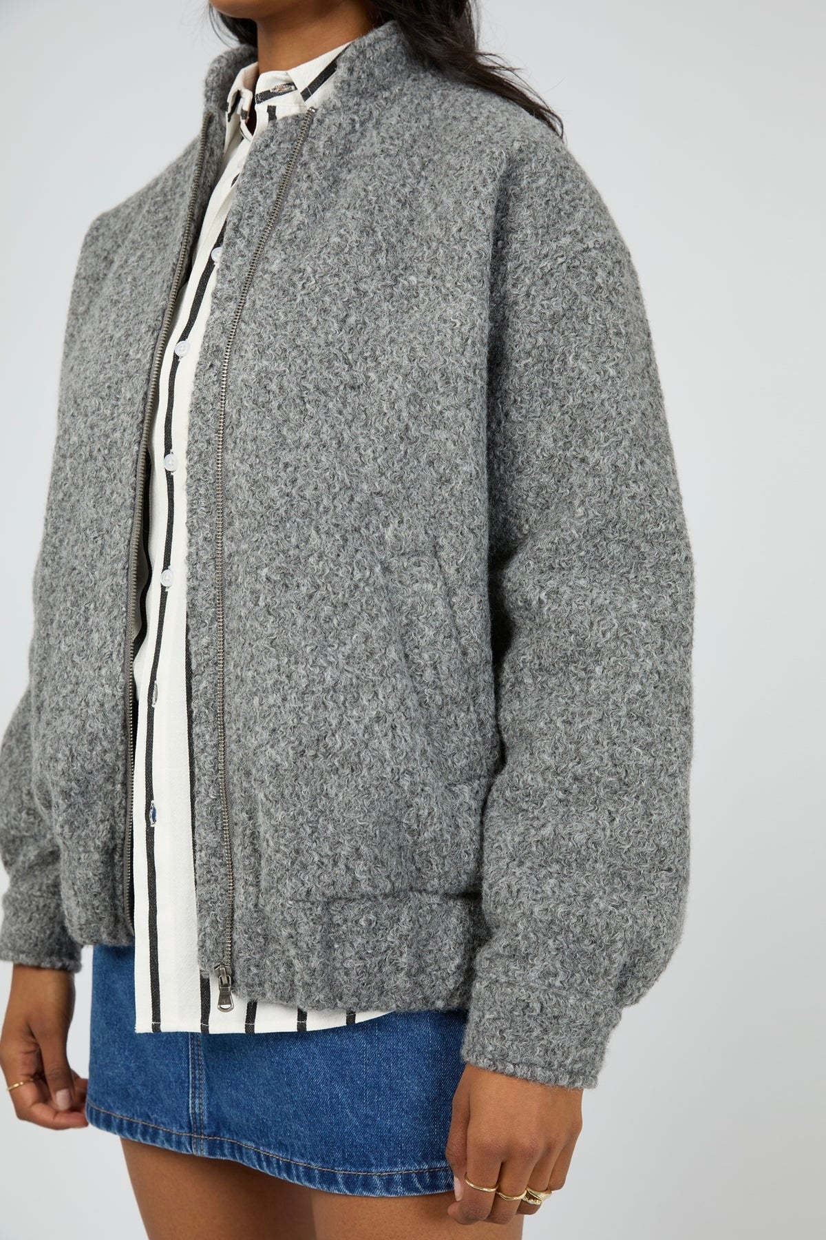 Tahlea Grey Marle Bomber Jacket - Image 5