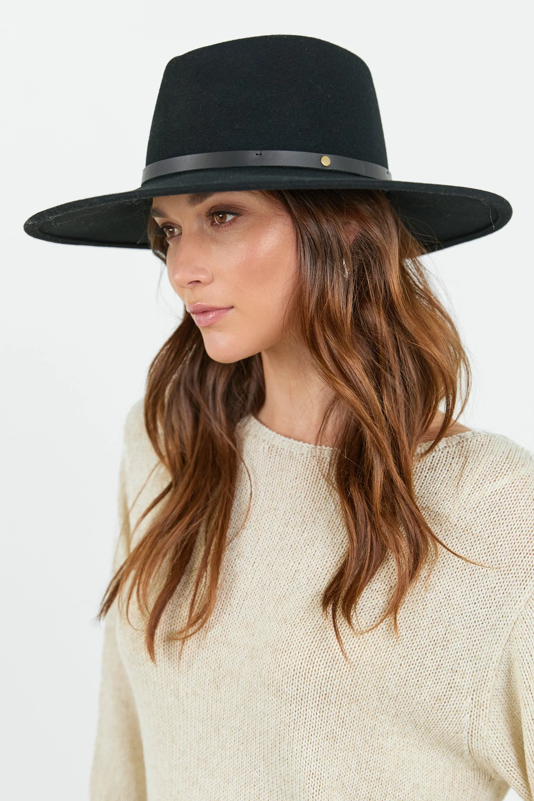 Tahlia Black Panama Wide Brim Wool Hat - Image 3