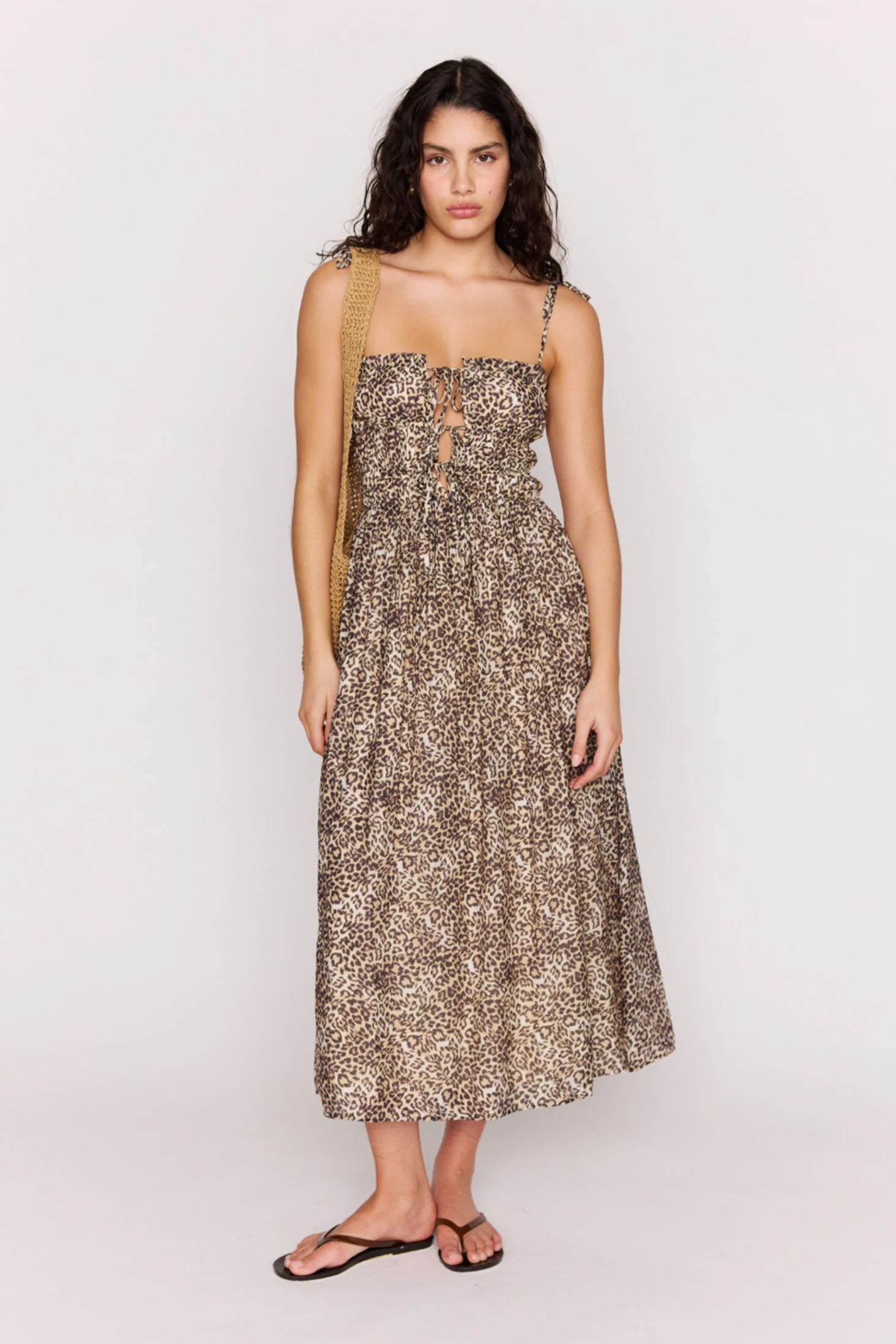 Tahlia Leopard Strappy Midi Dress - Image 2
