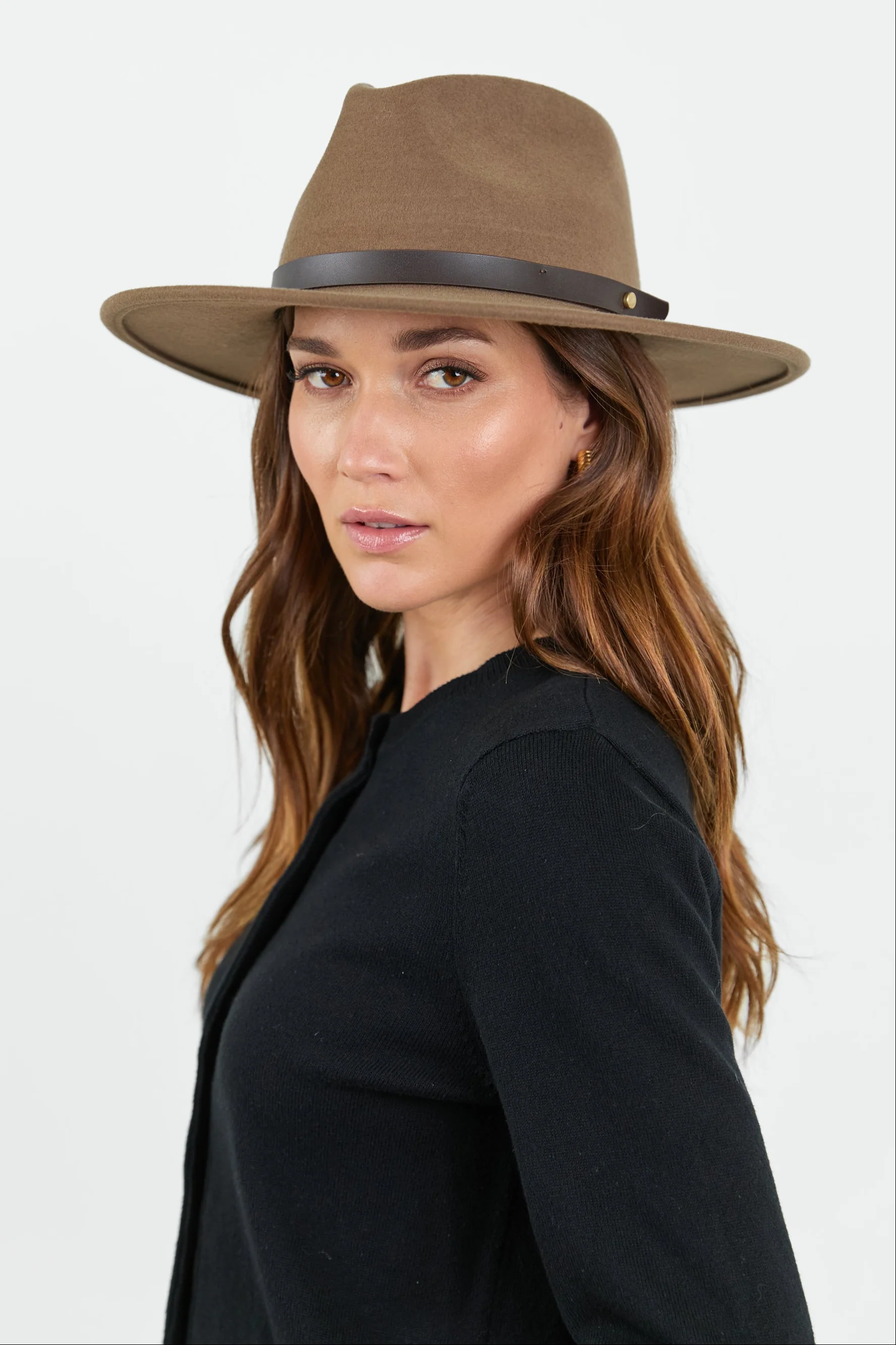 Tanner Dark Taupe Mid Brim Panama Wool Hat - Image 3