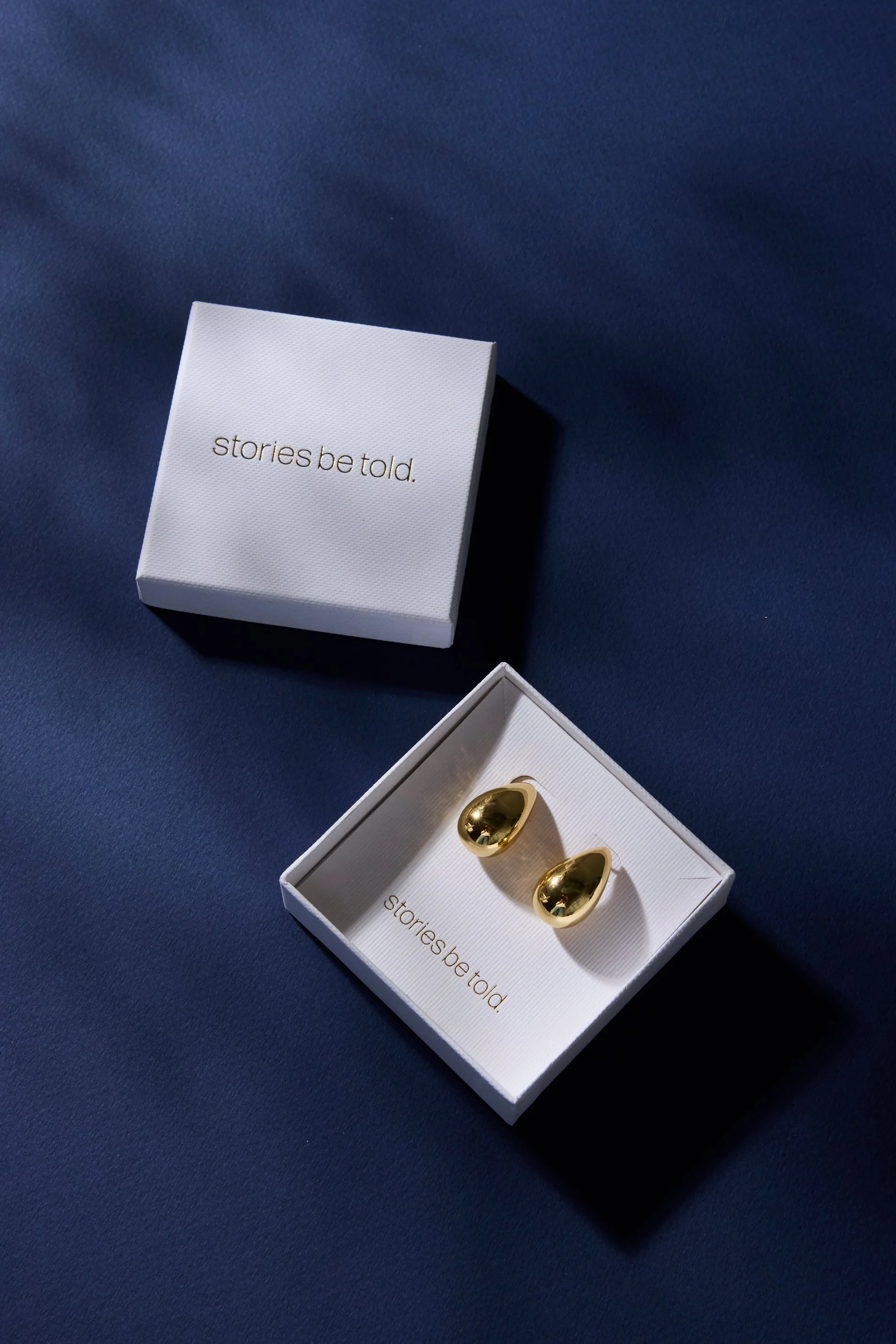 Tear Drop 14k Gold Plate Stud Earring - Image 3