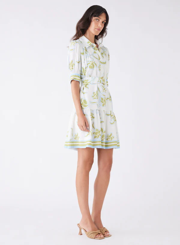 Tranquility Olive Floral Belted SS Mini Dress - Image 3