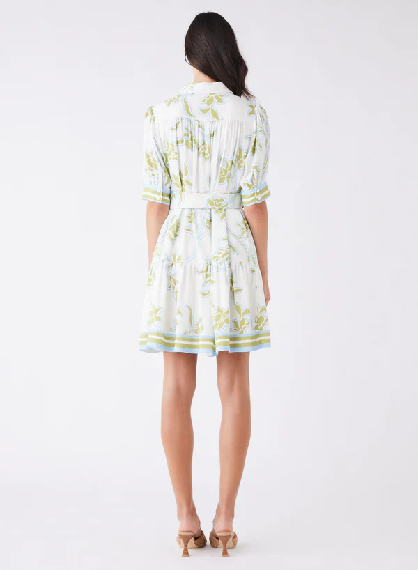 Tranquility Olive Floral Belted SS Mini Dress - Image 5