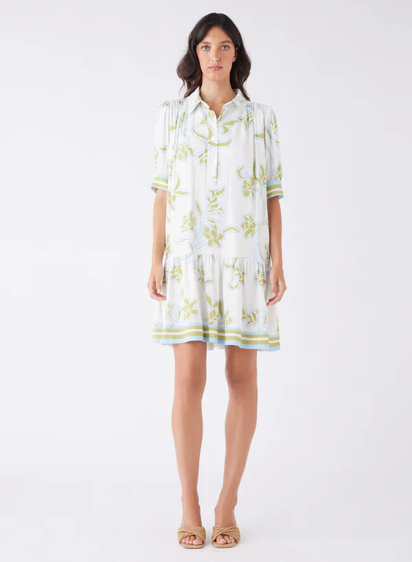 Tranquility Olive Floral Belted SS Mini Dress - Image 6