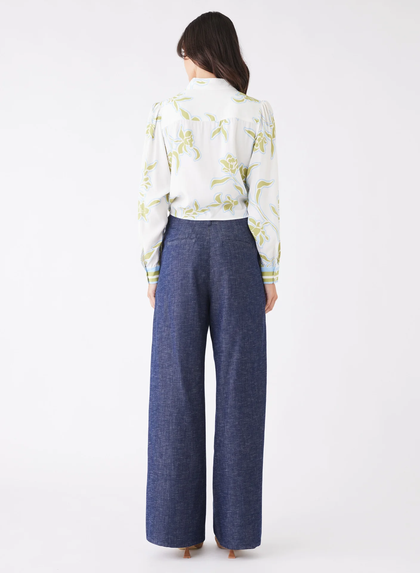 Tranquility Olive Floral Front Tie LS Shirt - Image 4