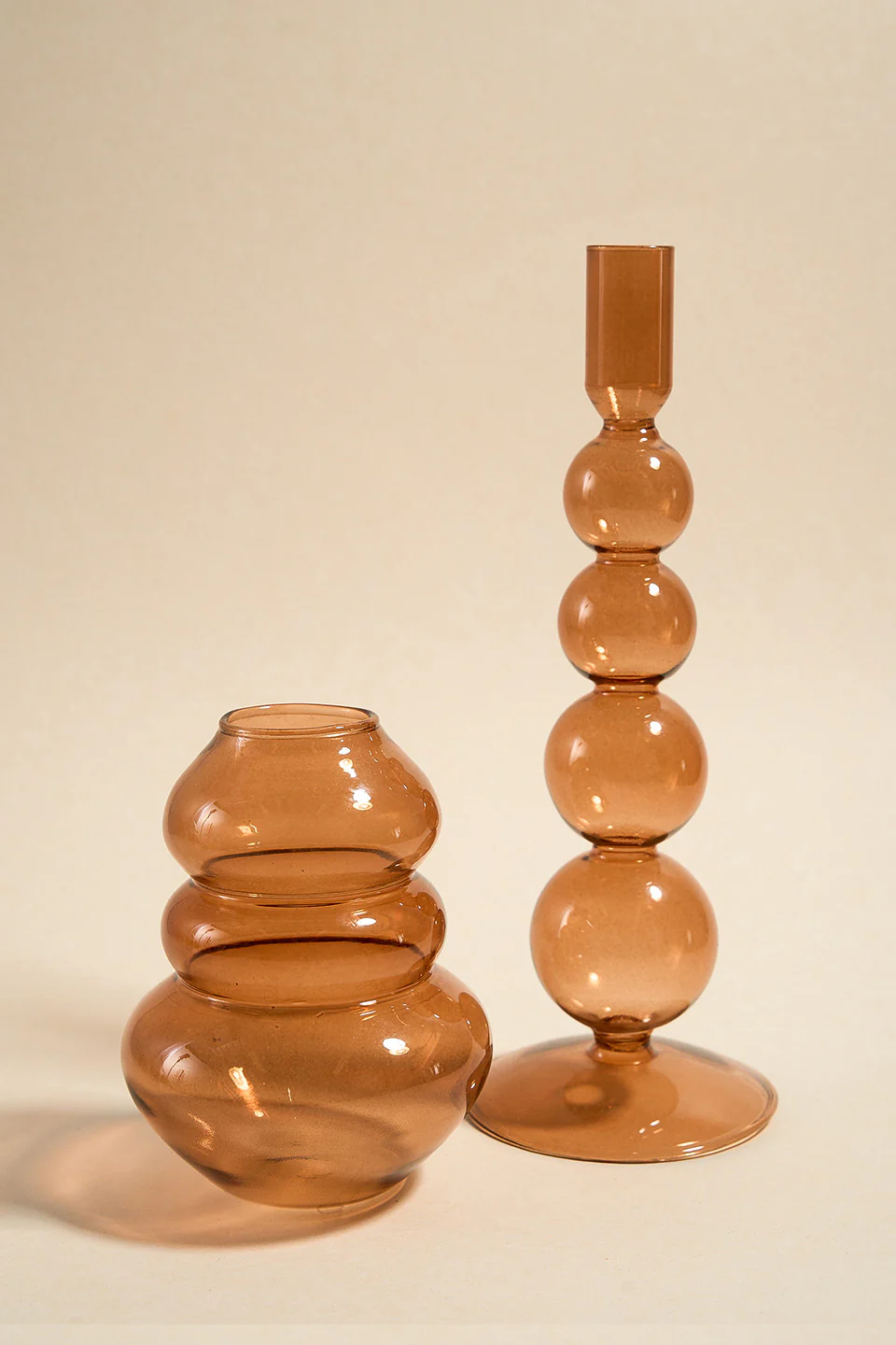 Triple Flat Bubble Brown 13cm Glass Vase - Image 3
