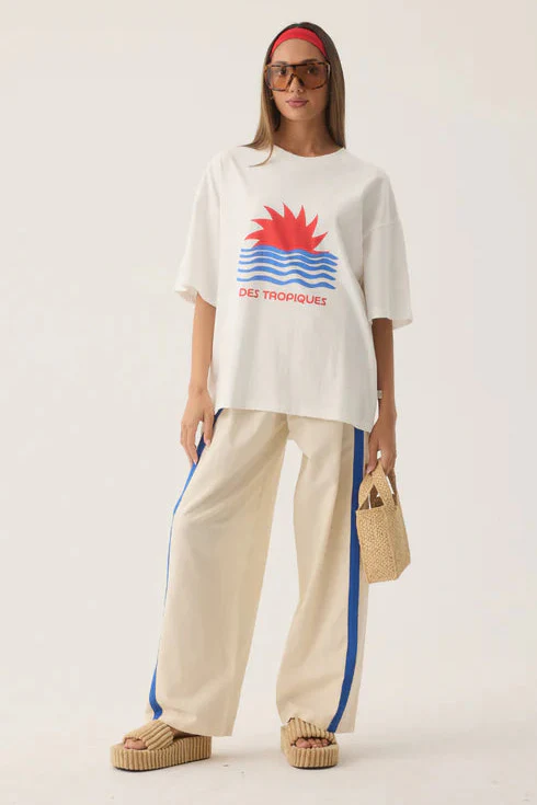 Tropiques Warm White Oversized Printed Tee - Image 2