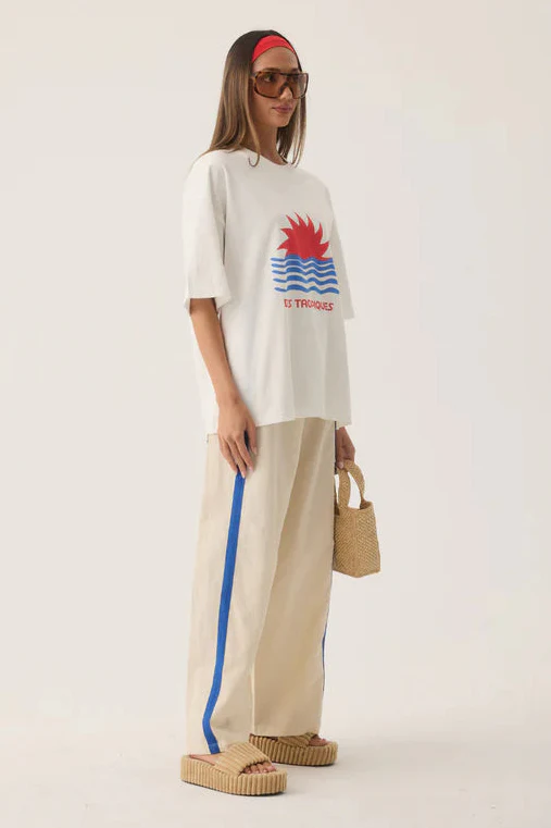 Tropiques Warm White Oversized Printed Tee - Image 3