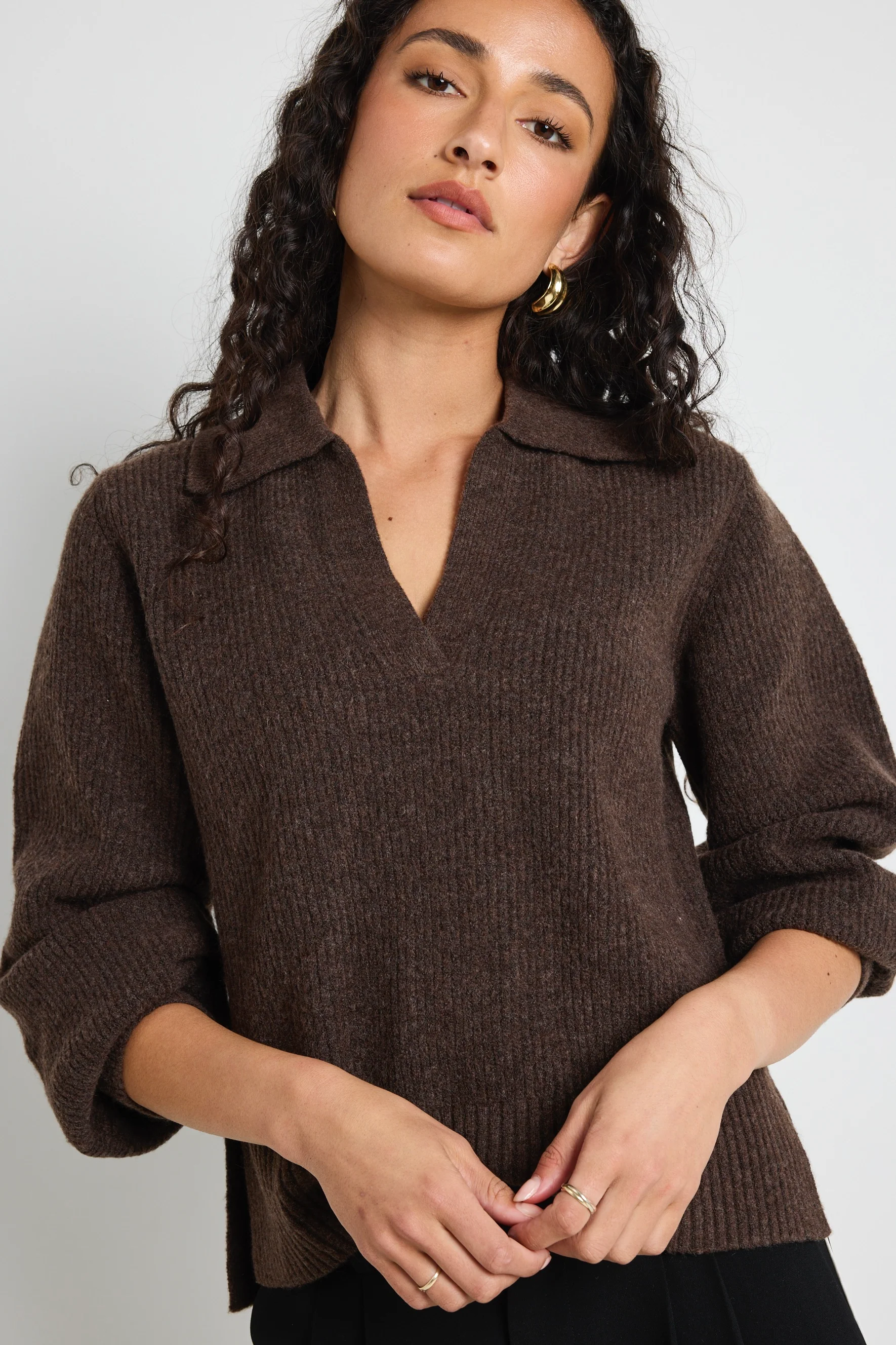 Truth Chocolate Collar Chunky Knit Jumper - Image 3