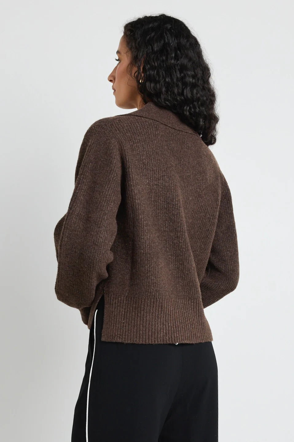 Truth Chocolate Collar Chunky Knit Jumper - Image 4