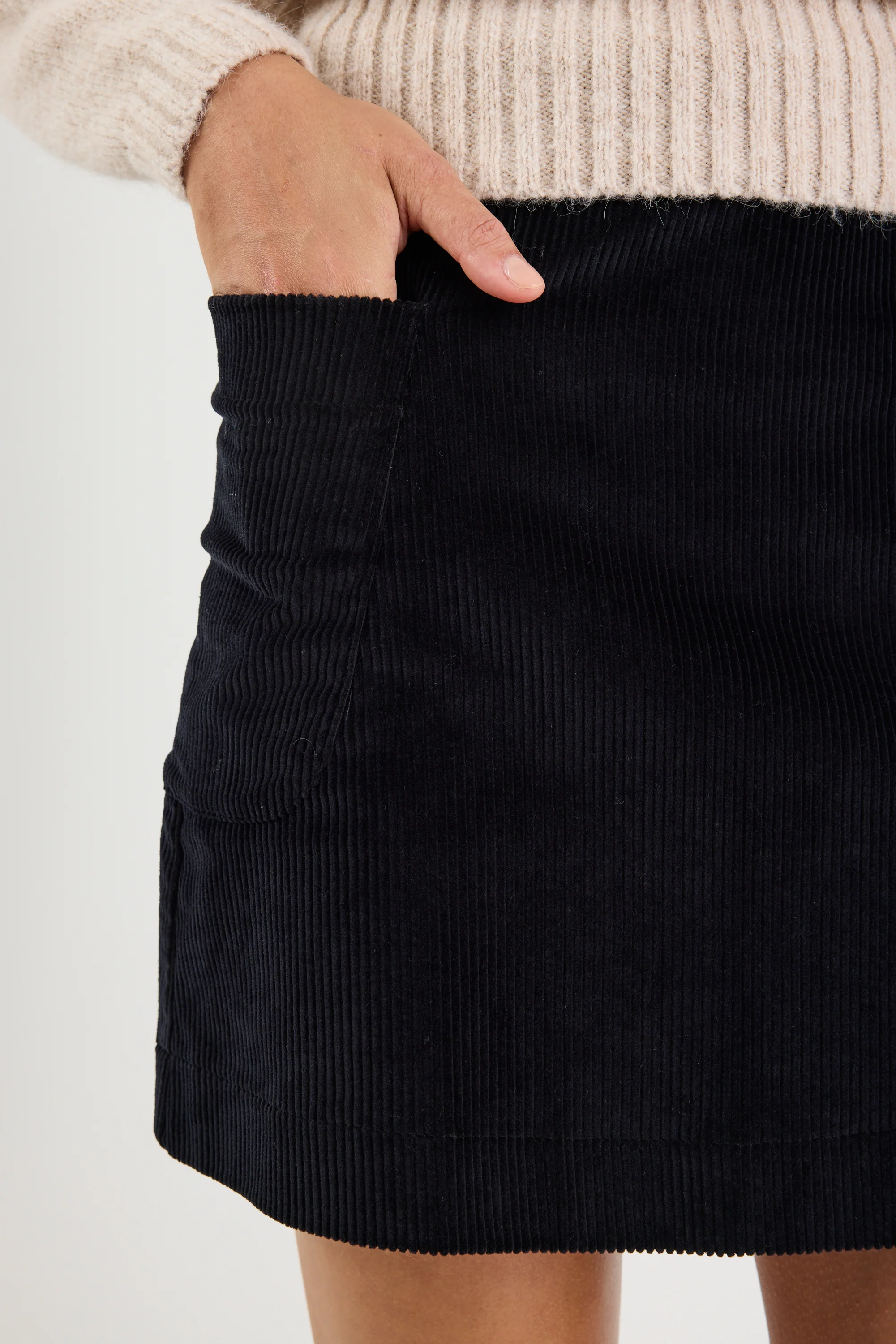 Valid Black Cord Mini Skirt - Image 3