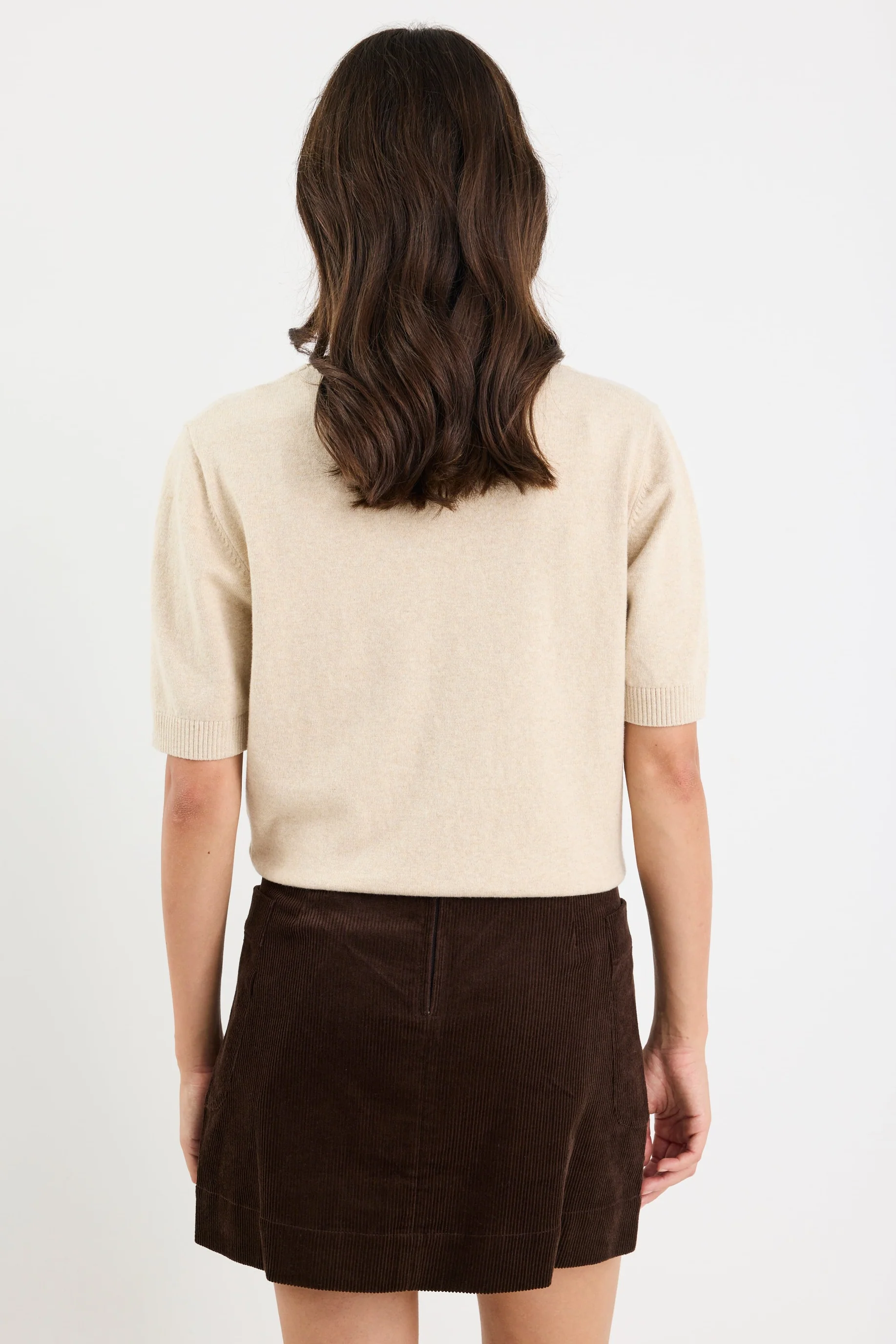 Valid Chocolate Cord Mini Skirt - Image 4