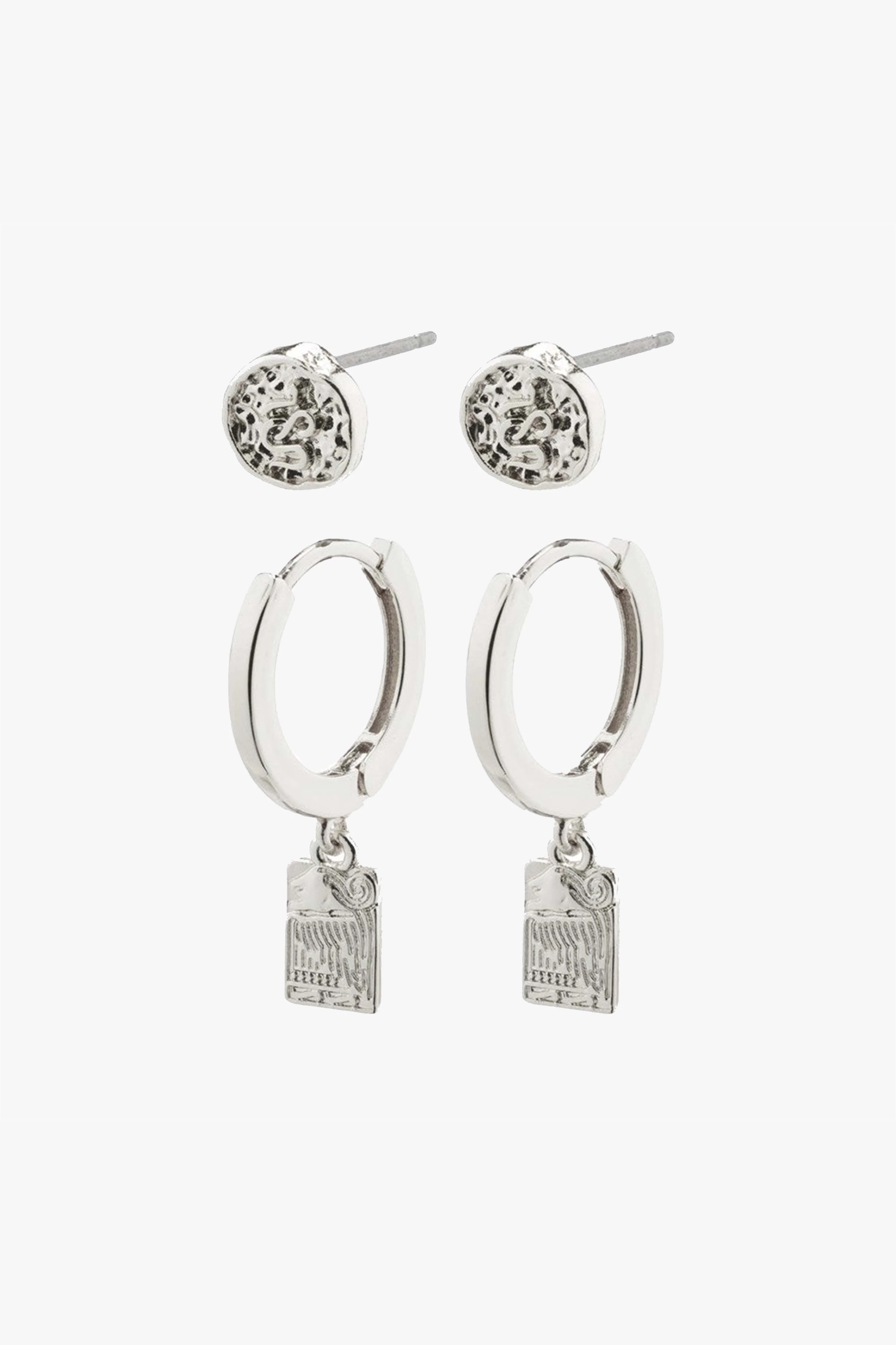 Valkyria Silver Plated Drop Pendant Hoop and Stud Earrings EOL Set - Image 2