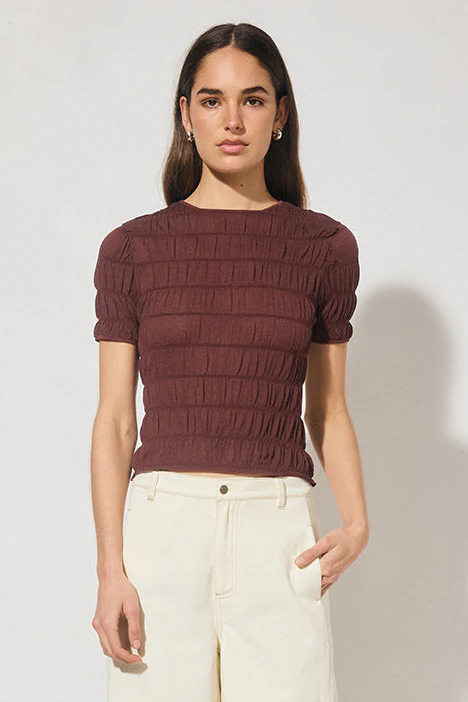Vega Plum Shirred SS Tee