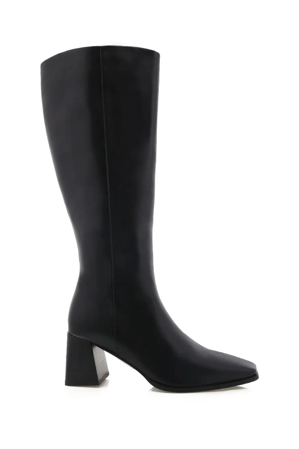 Verneta Black Knee High Mid Heel Boot