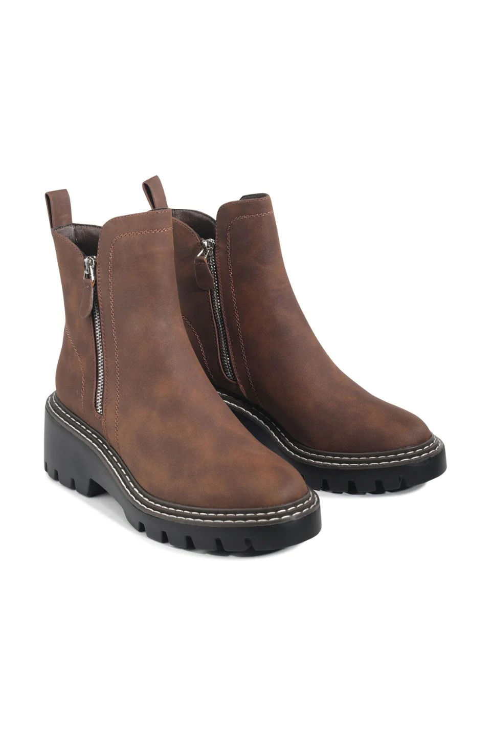 Vianne Dark Brown Chunky Boot - Image 2