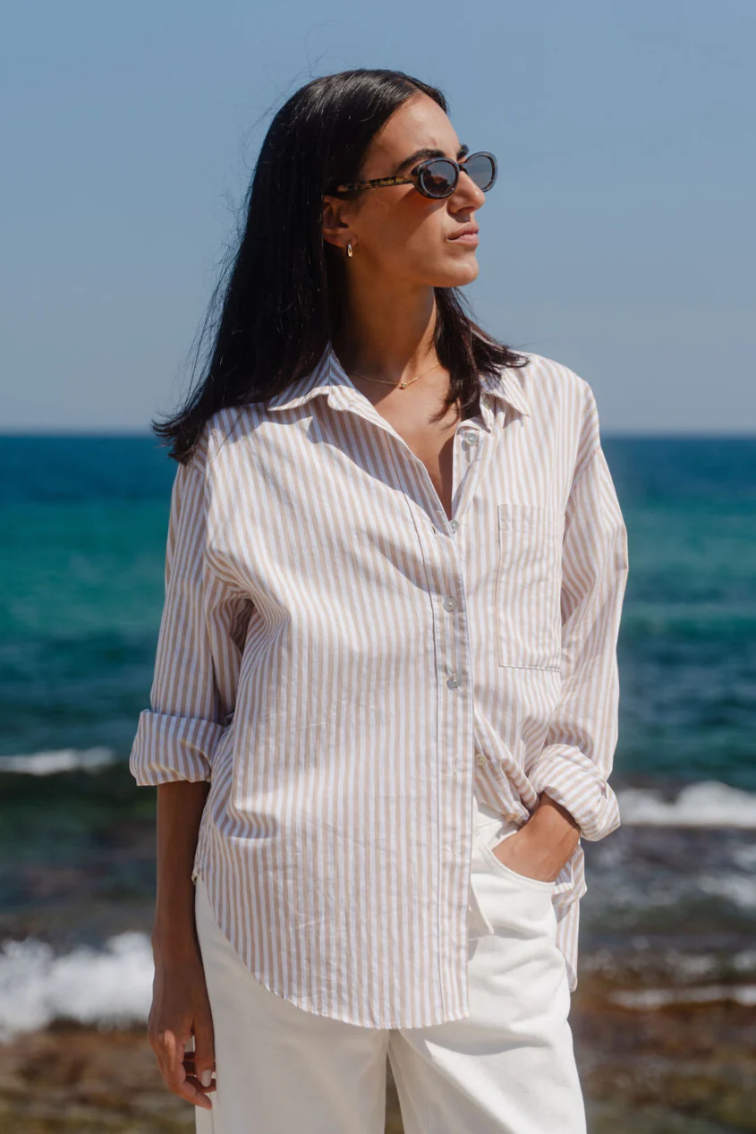 You Got This Ecru Stripe Poplin Oversized Shirt - Image 3