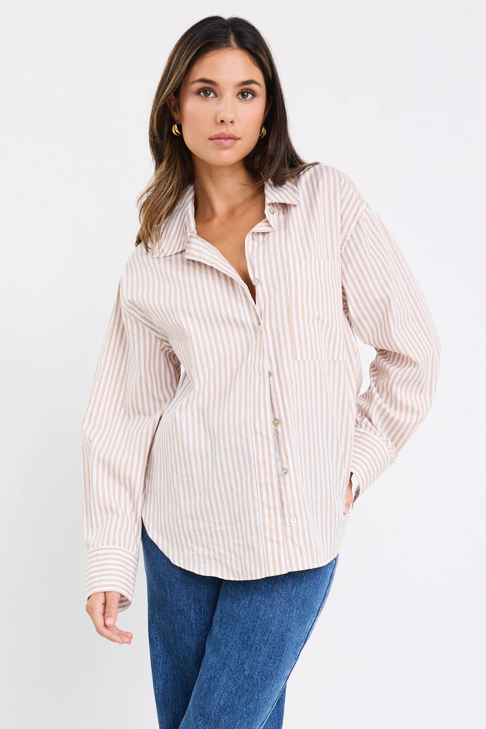 You Got This Ecru Stripe Poplin Oversized Shirt - Image 4