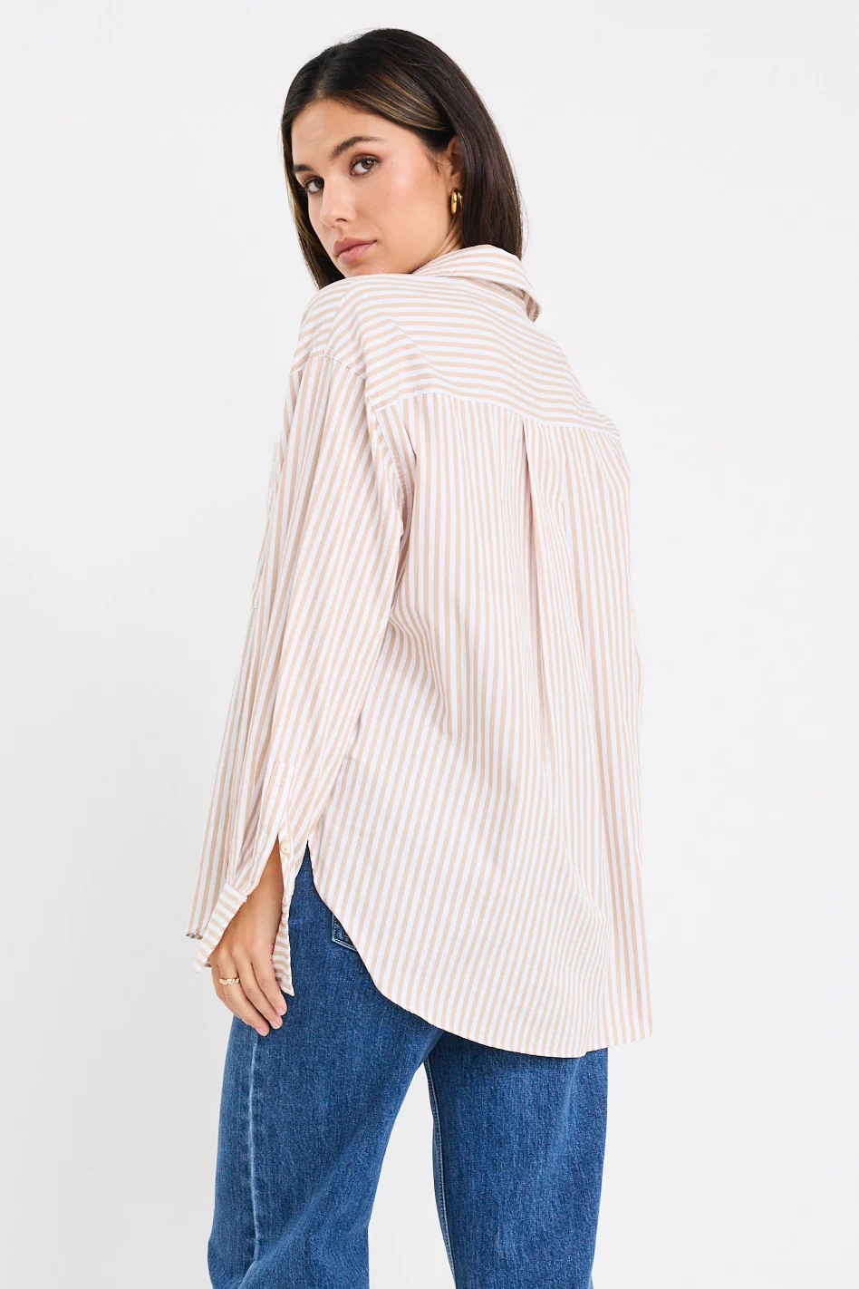 You Got This Ecru Stripe Poplin Oversized Shirt - Image 5