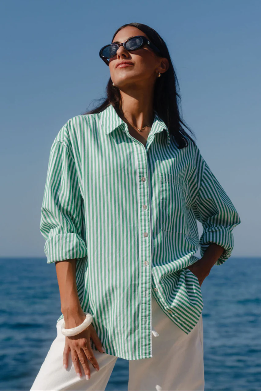 You Got This Green Stripe Poplin Oversized Shirt - Image 3