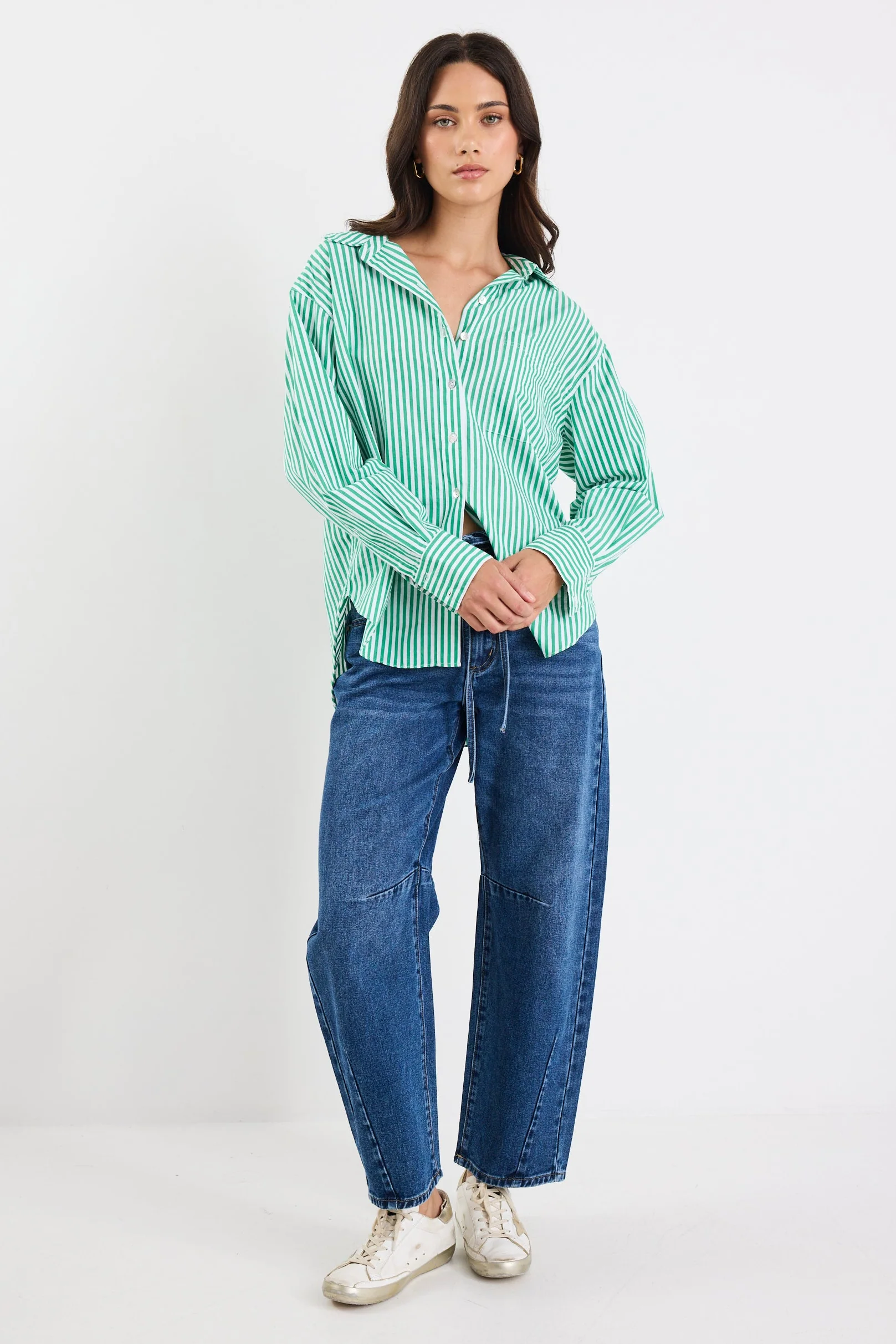 You Got This Green Stripe Poplin Oversized Shirt - Image 4